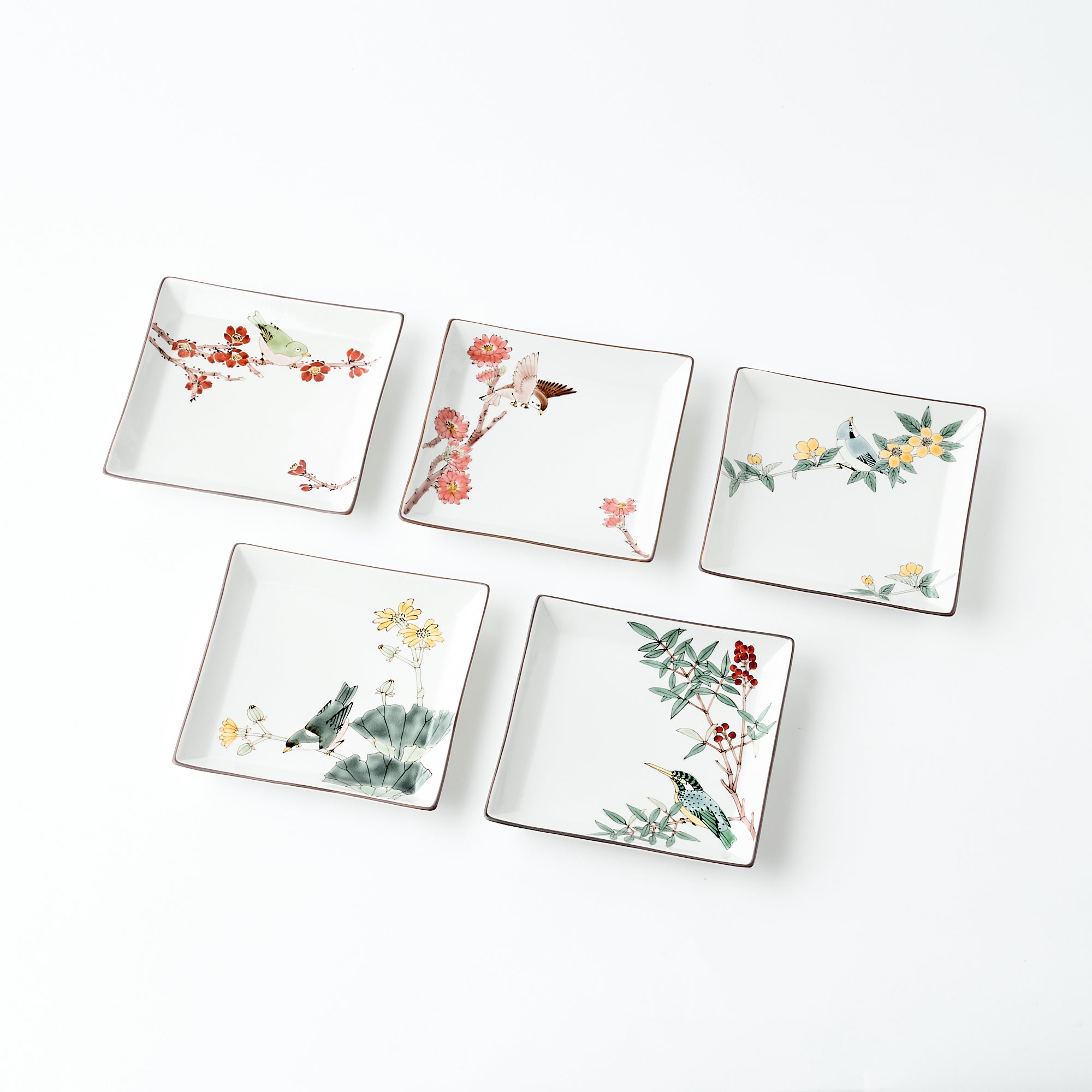 Bird and Botanicals Square Side Plate - JAPAN KUTANI SHOP