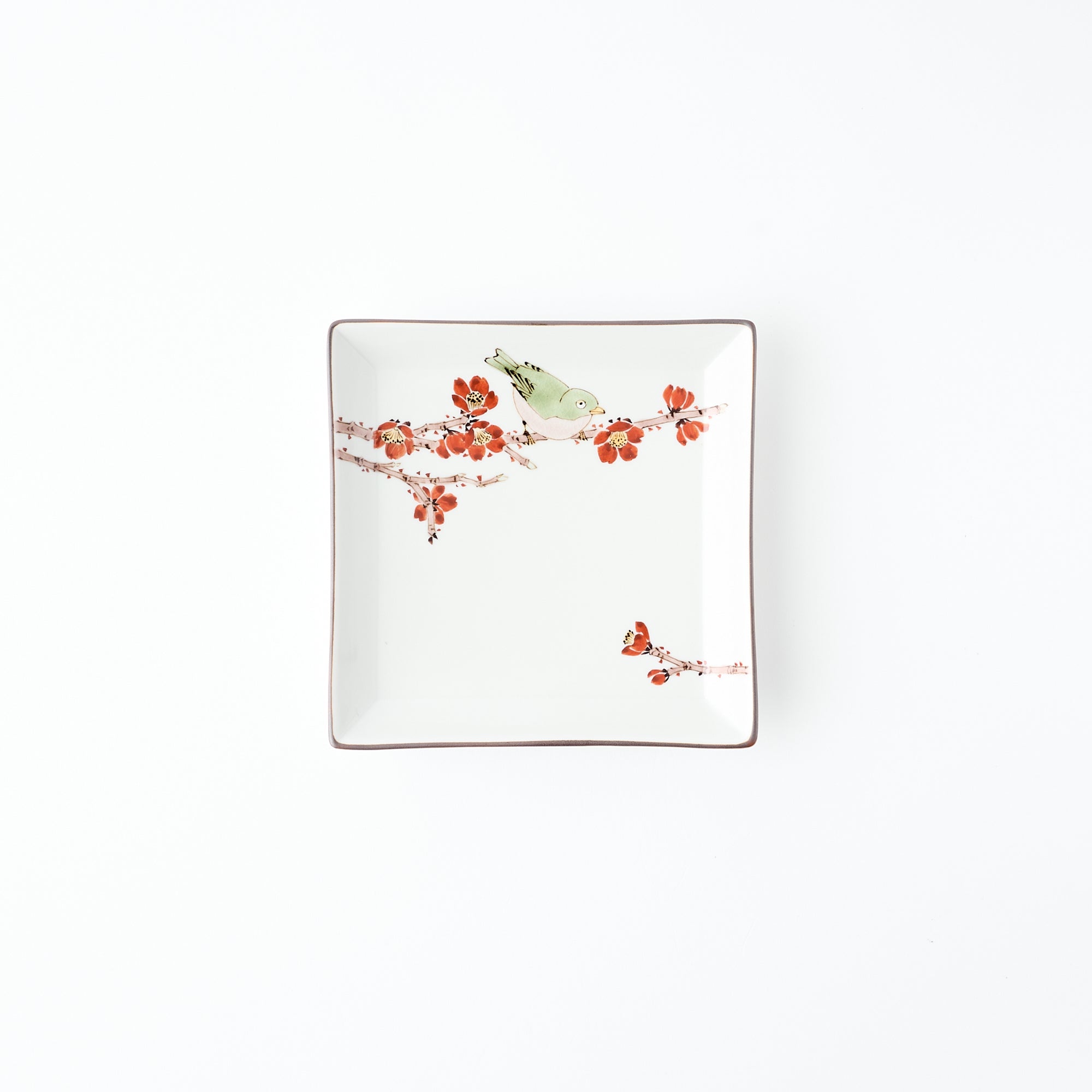 Bird and Botanicals Square Side Plate - JAPAN KUTANI SHOP