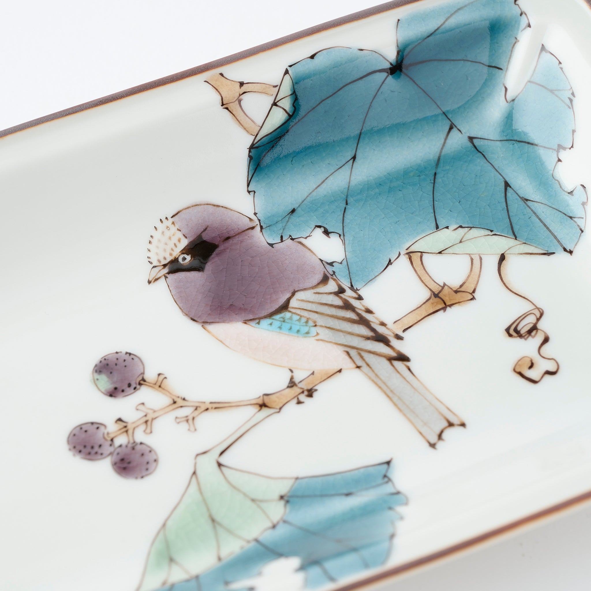 Bird and Botanicals Rectangular Dinner Plate - JAPAN KUTANI SHOP