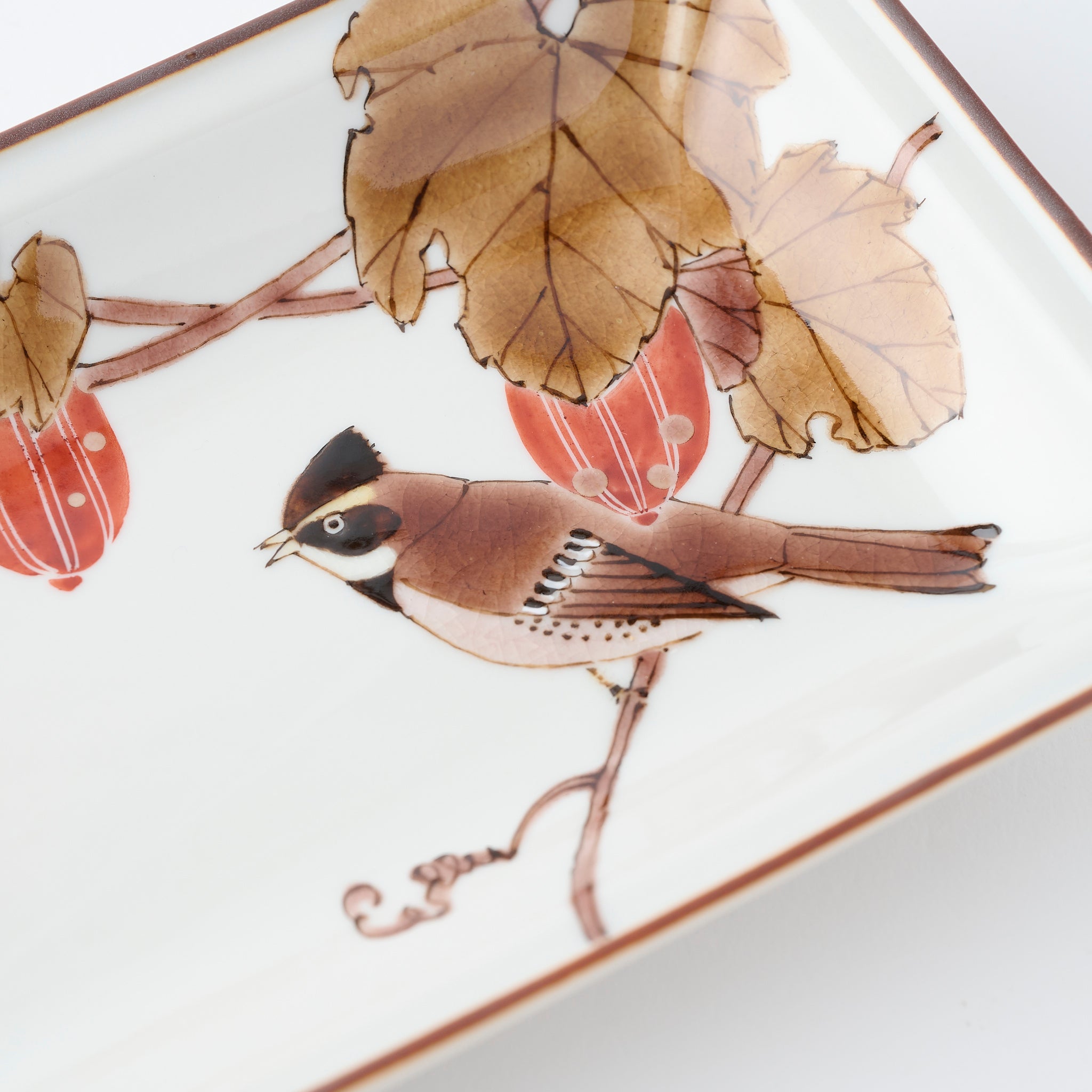 Bird and Botanicals Rectangular Dinner Plate - JAPAN KUTANI SHOP