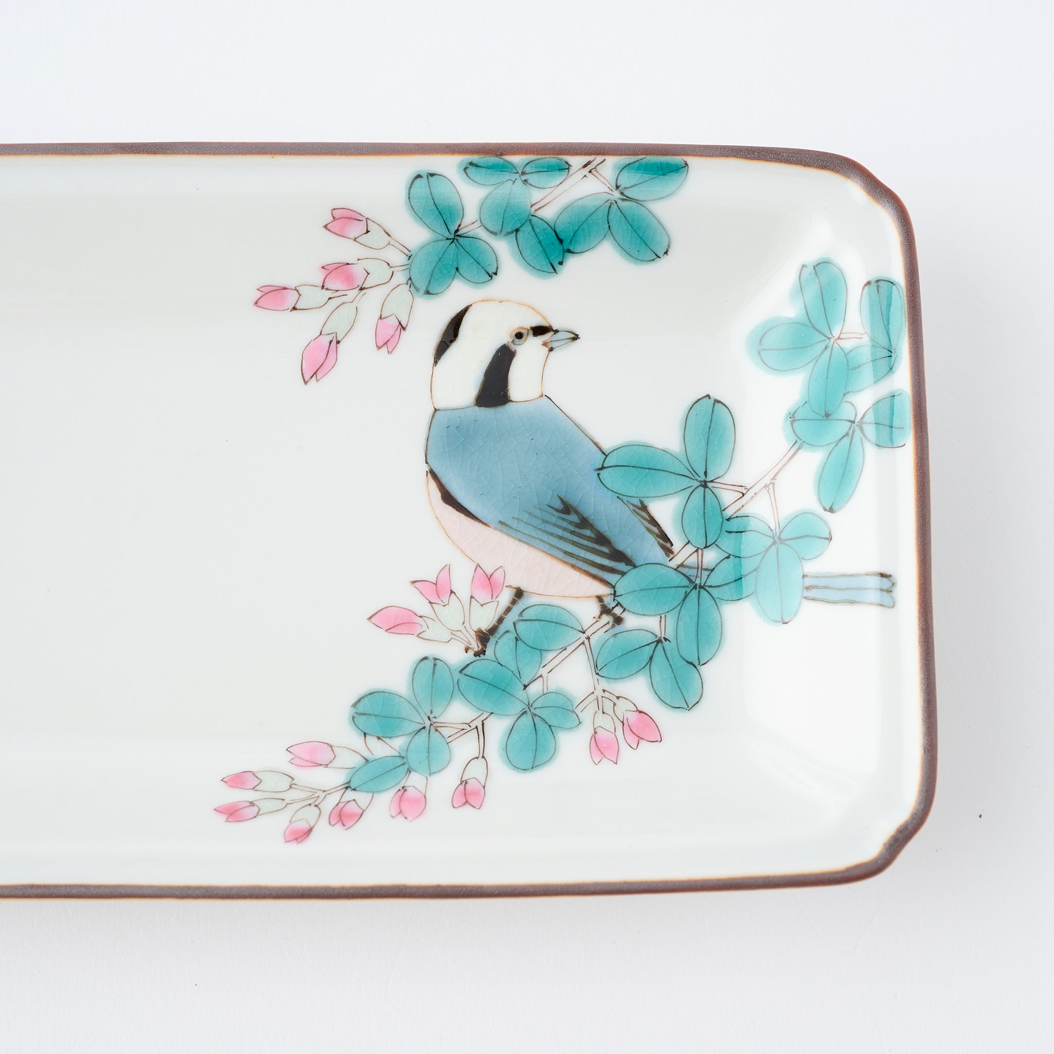 Bird and Botanicals Rectangular Dinner Plate - JAPAN KUTANI SHOP