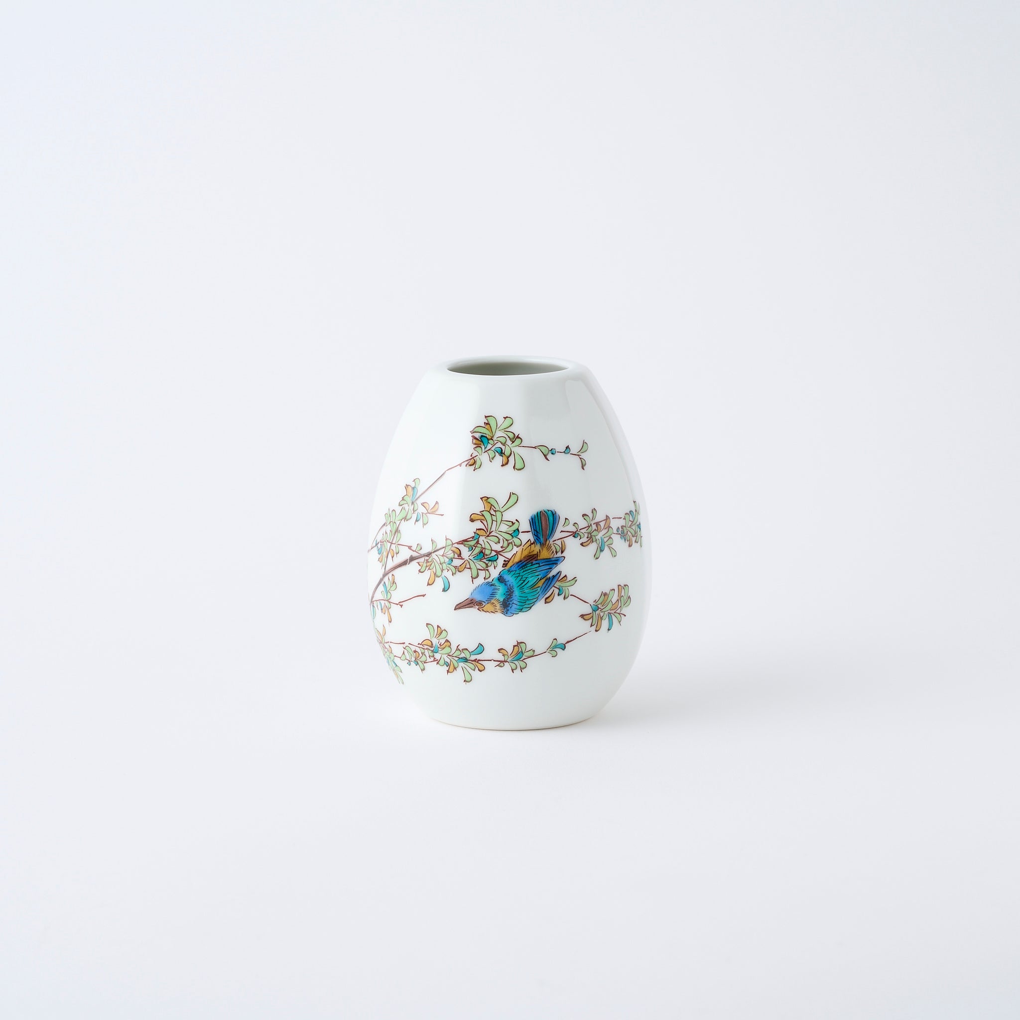 Kingfisher Bird Faceted Flower Vase - JAPAN KUTANI SHOP