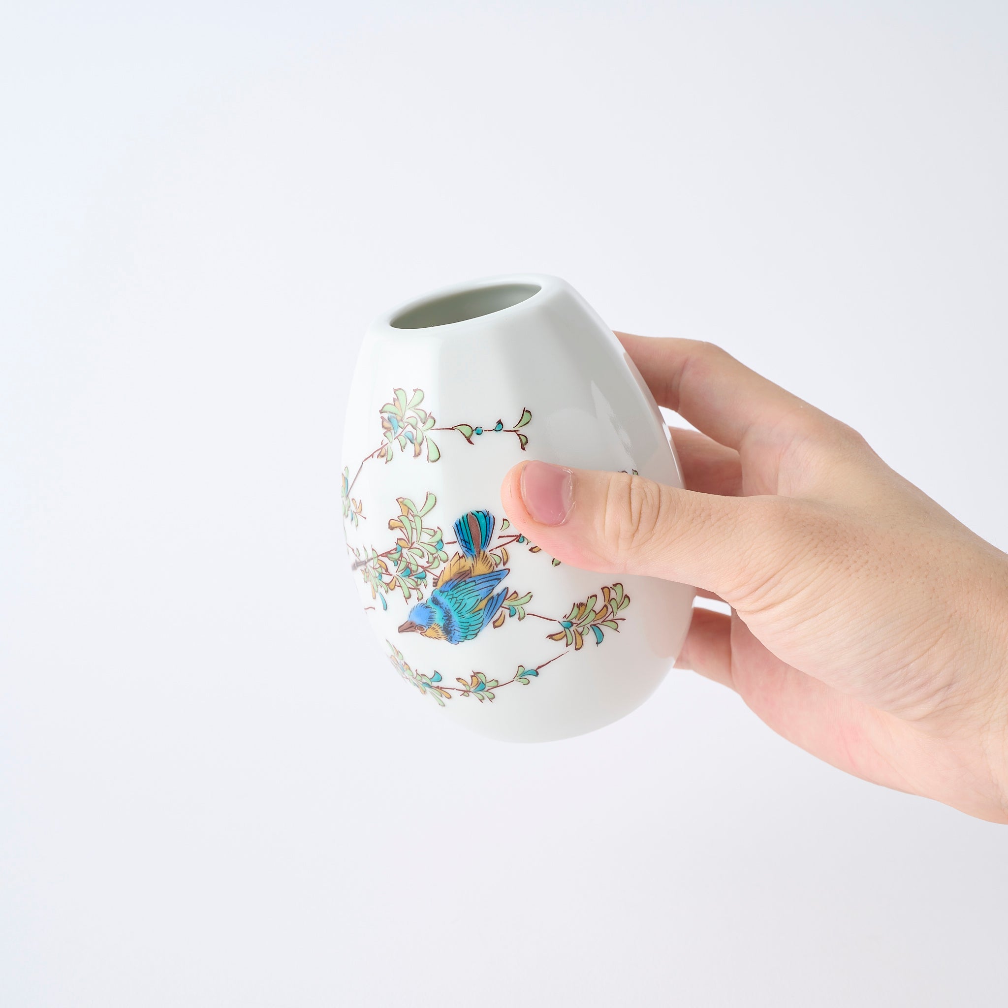Kingfisher Bird Faceted Flower Vase - JAPAN KUTANI SHOP