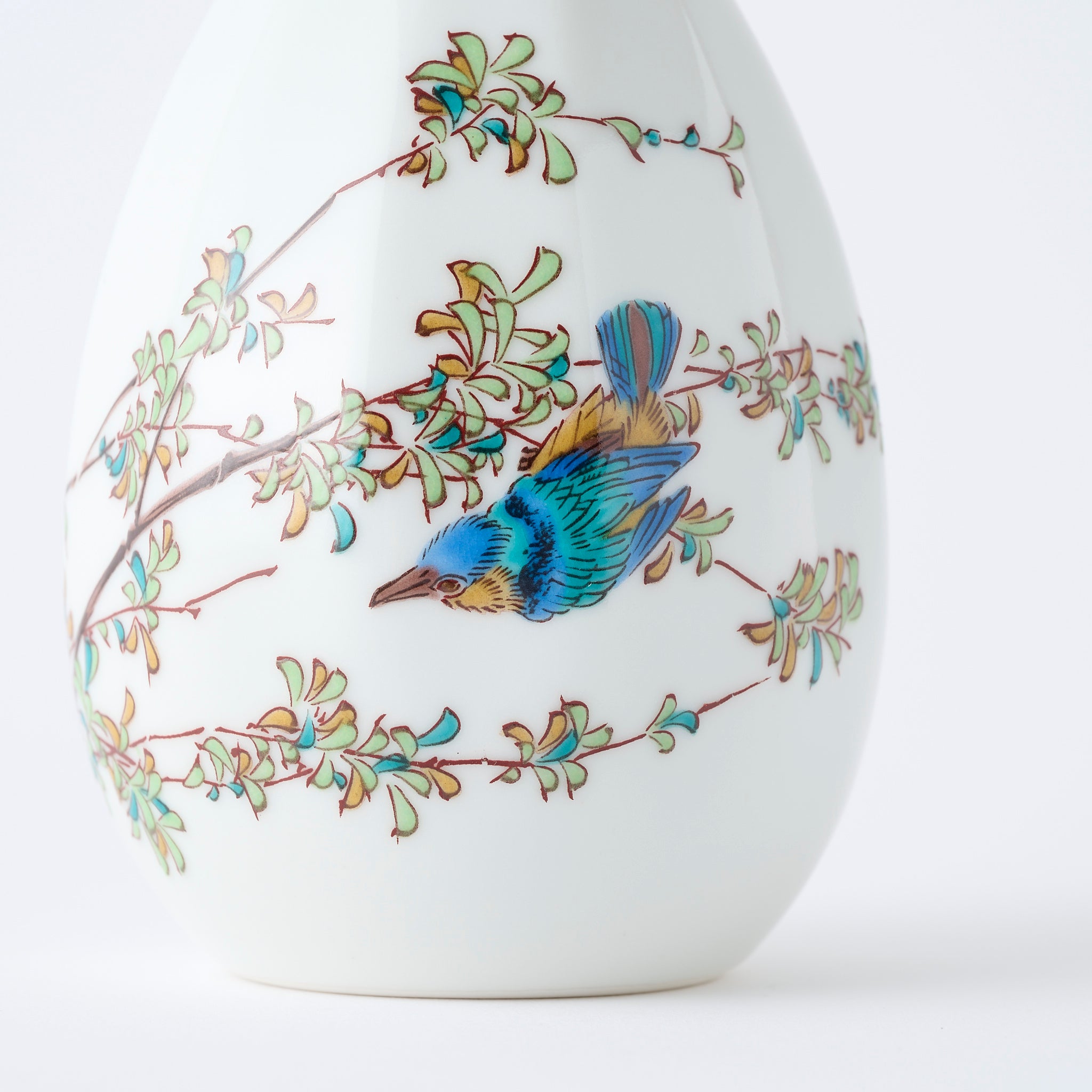 Kingfisher Bird Faceted Flower Vase - JAPAN KUTANI SHOP