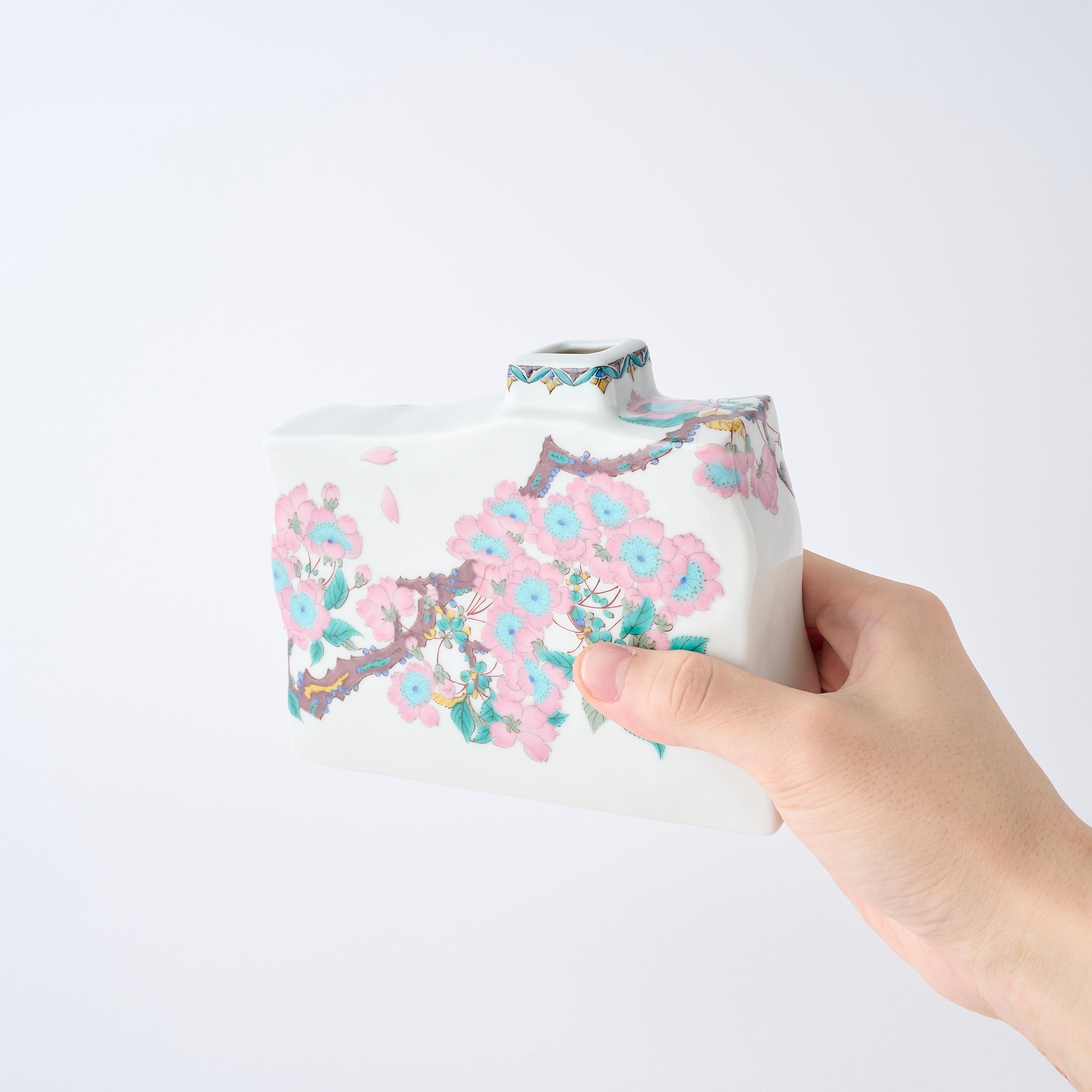 Weeping Sakura Tree Rectangular Flower Vase - JAPAN KUTANI SHOP