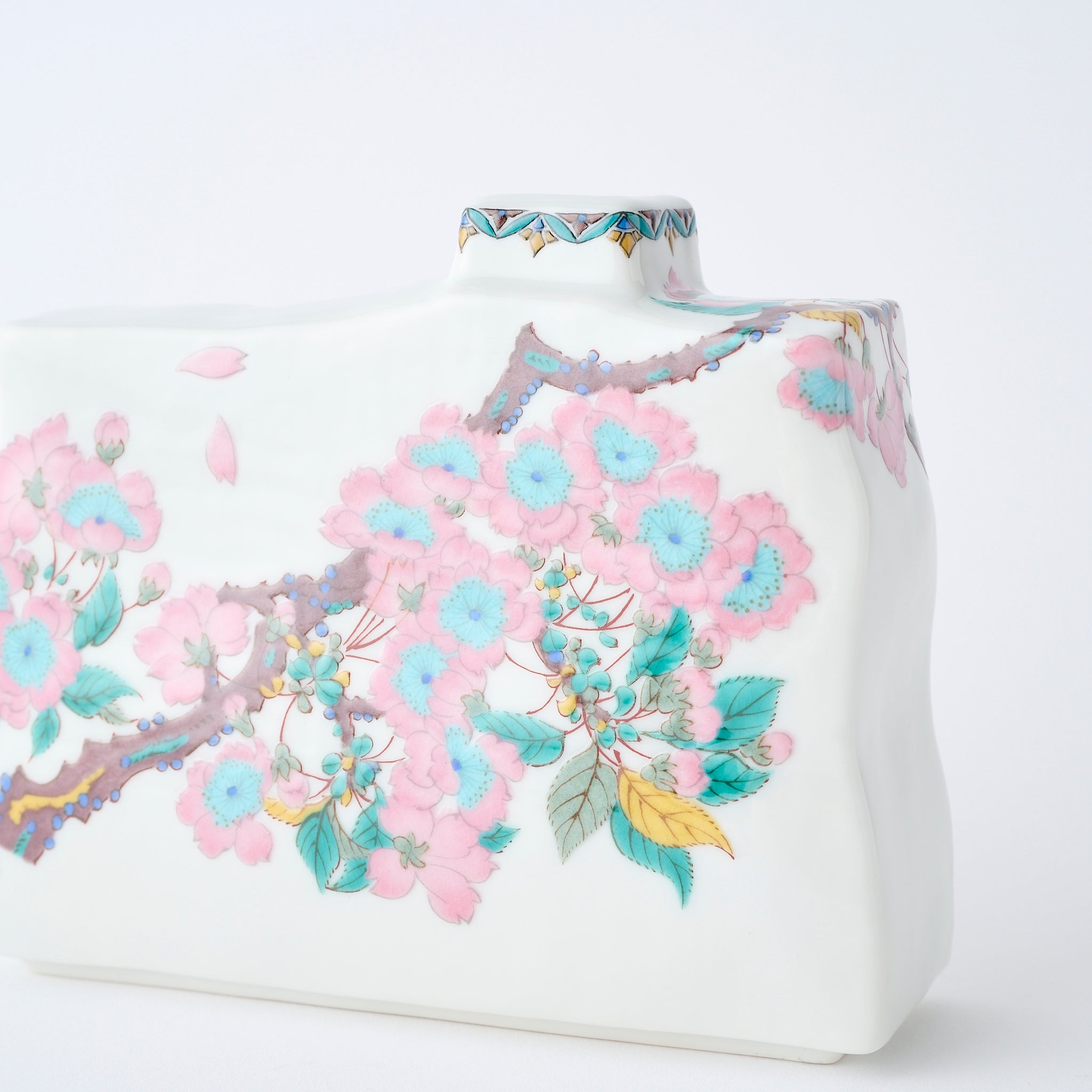 Weeping Sakura Tree Rectangular Flower Vase - JAPAN KUTANI SHOP