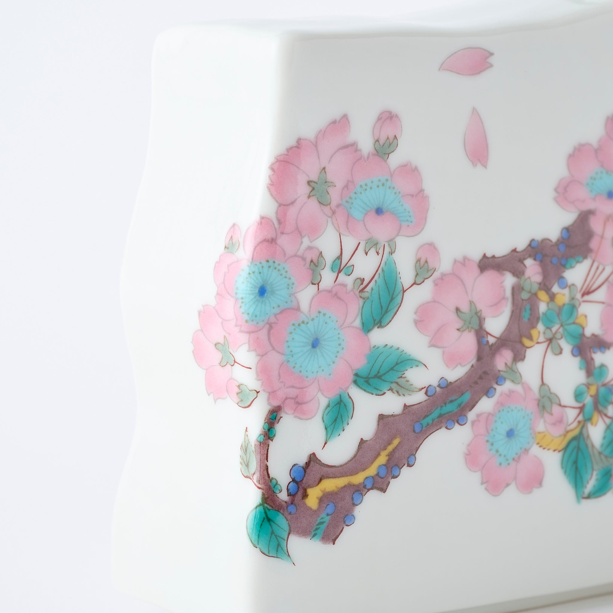Weeping Sakura Tree Rectangular Flower Vase - JAPAN KUTANI SHOP