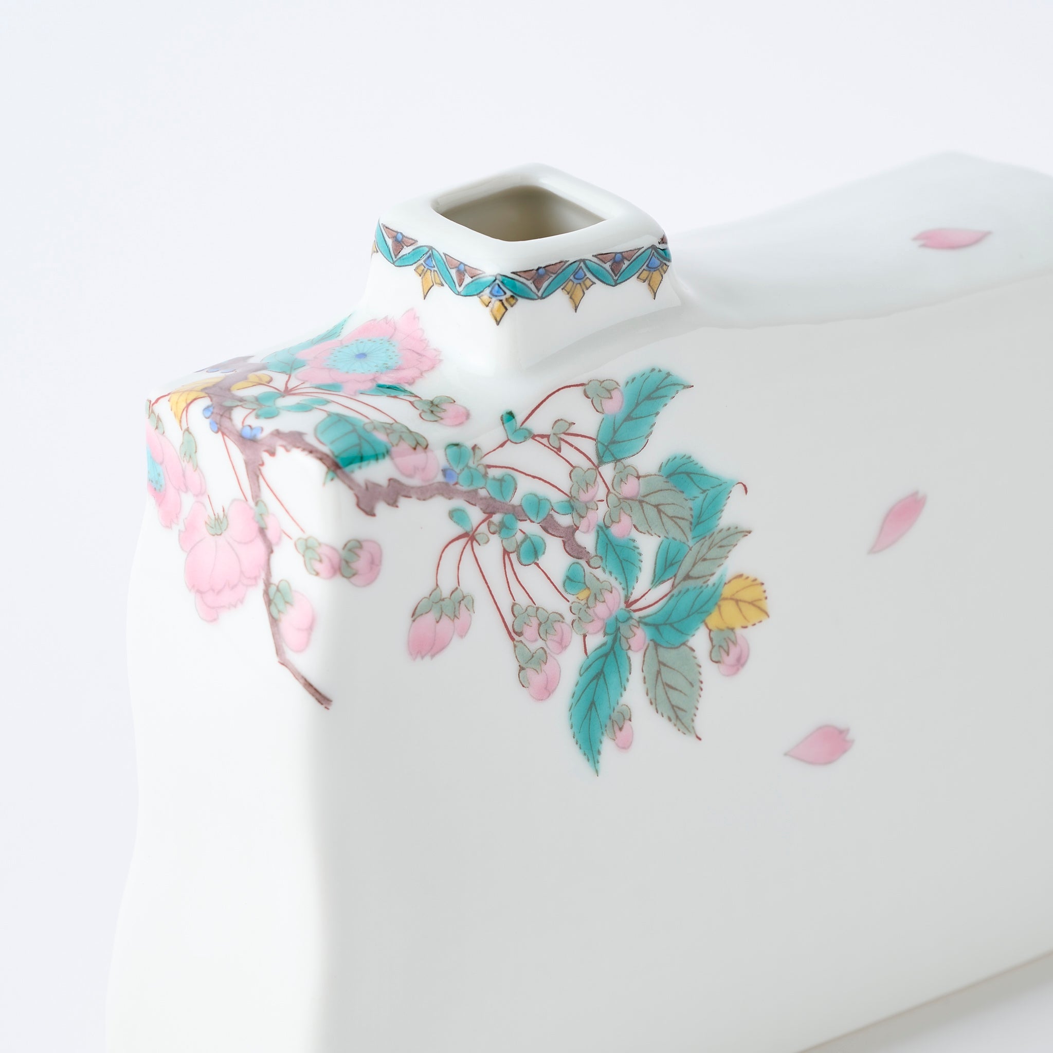 Weeping Sakura Tree Rectangular Flower Vase - JAPAN KUTANI SHOP