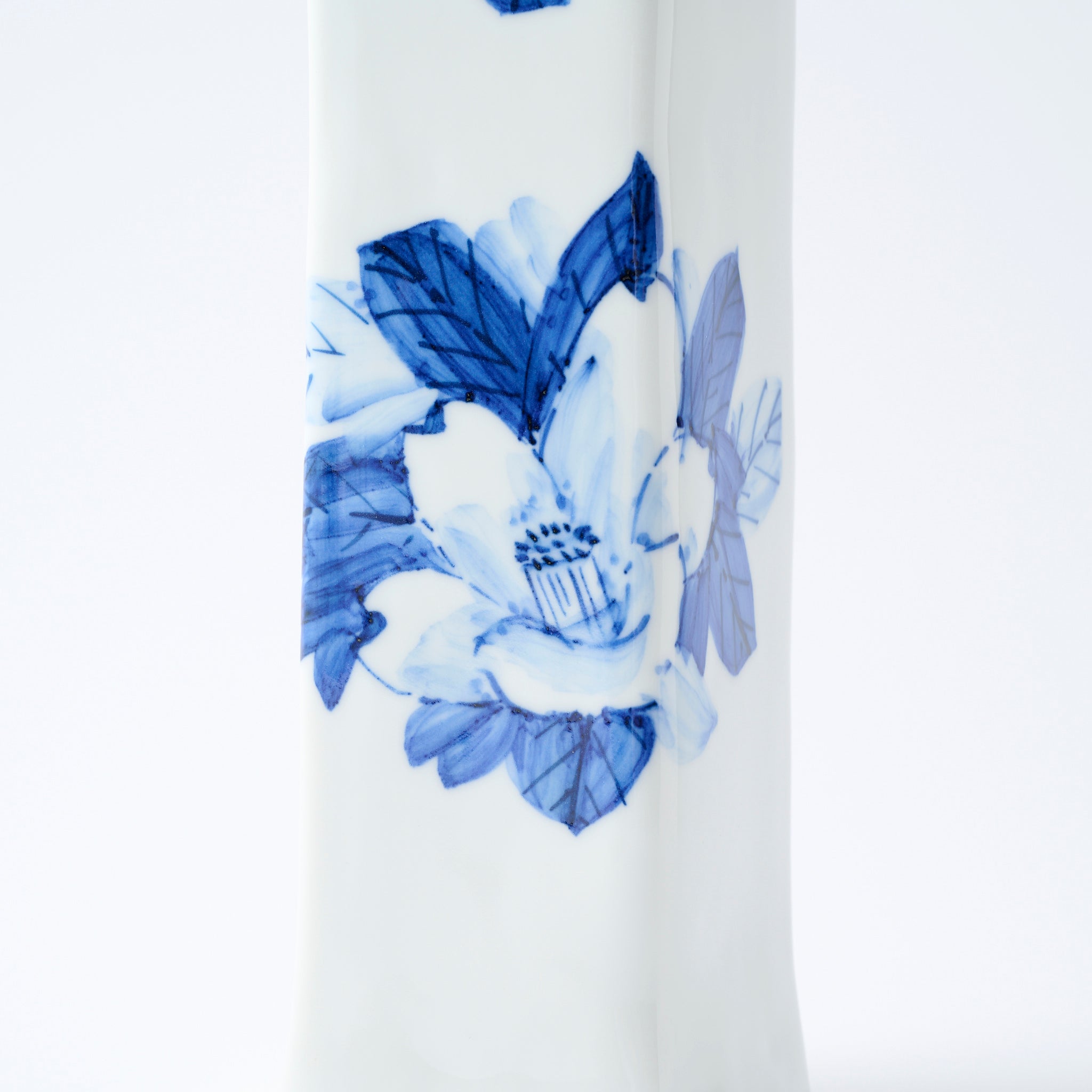 Blue Flower Camellia Flower Vase - JAPAN KUTANI SHOP