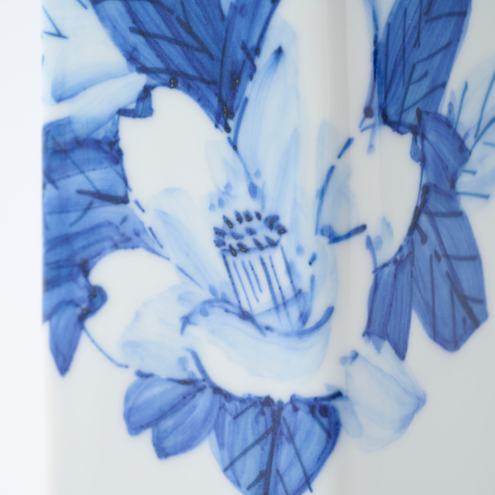 Blue Flower Camellia Flower Vase - JAPAN KUTANI SHOP