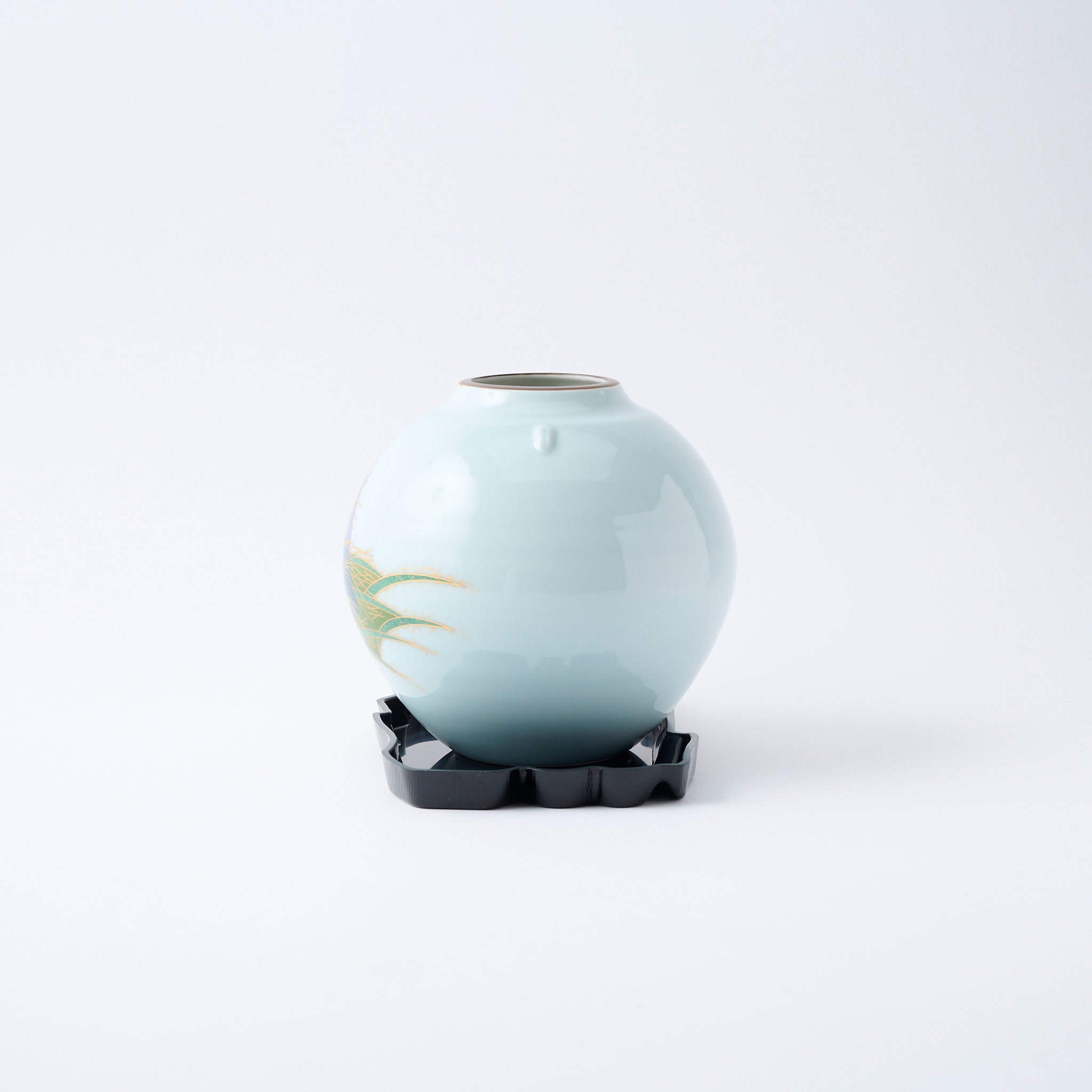 Kinsai Yuzen-style Moon Flower Vase with Stand - JAPAN KUTANI SHOP