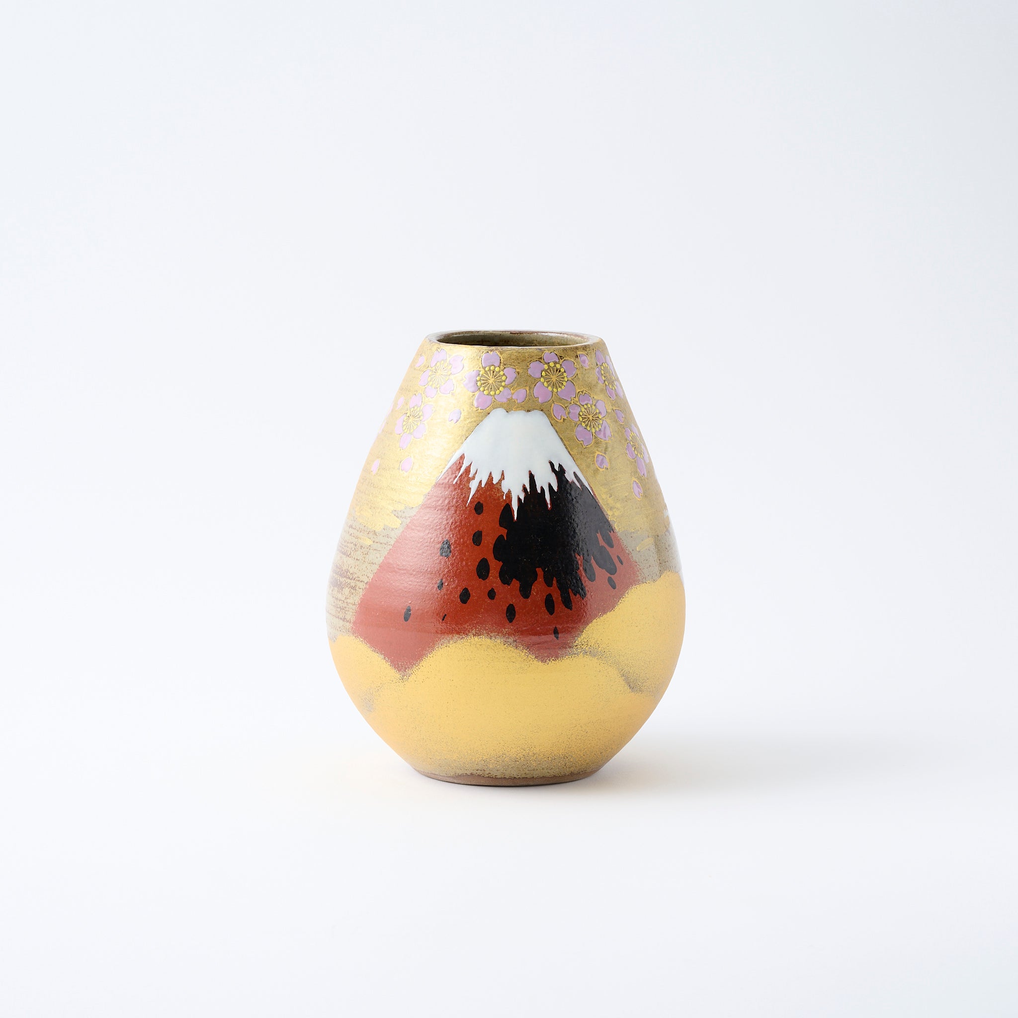 Golden Cloud and Mt. Fuji Flower Vase - JAPAN KUTANI SHOP