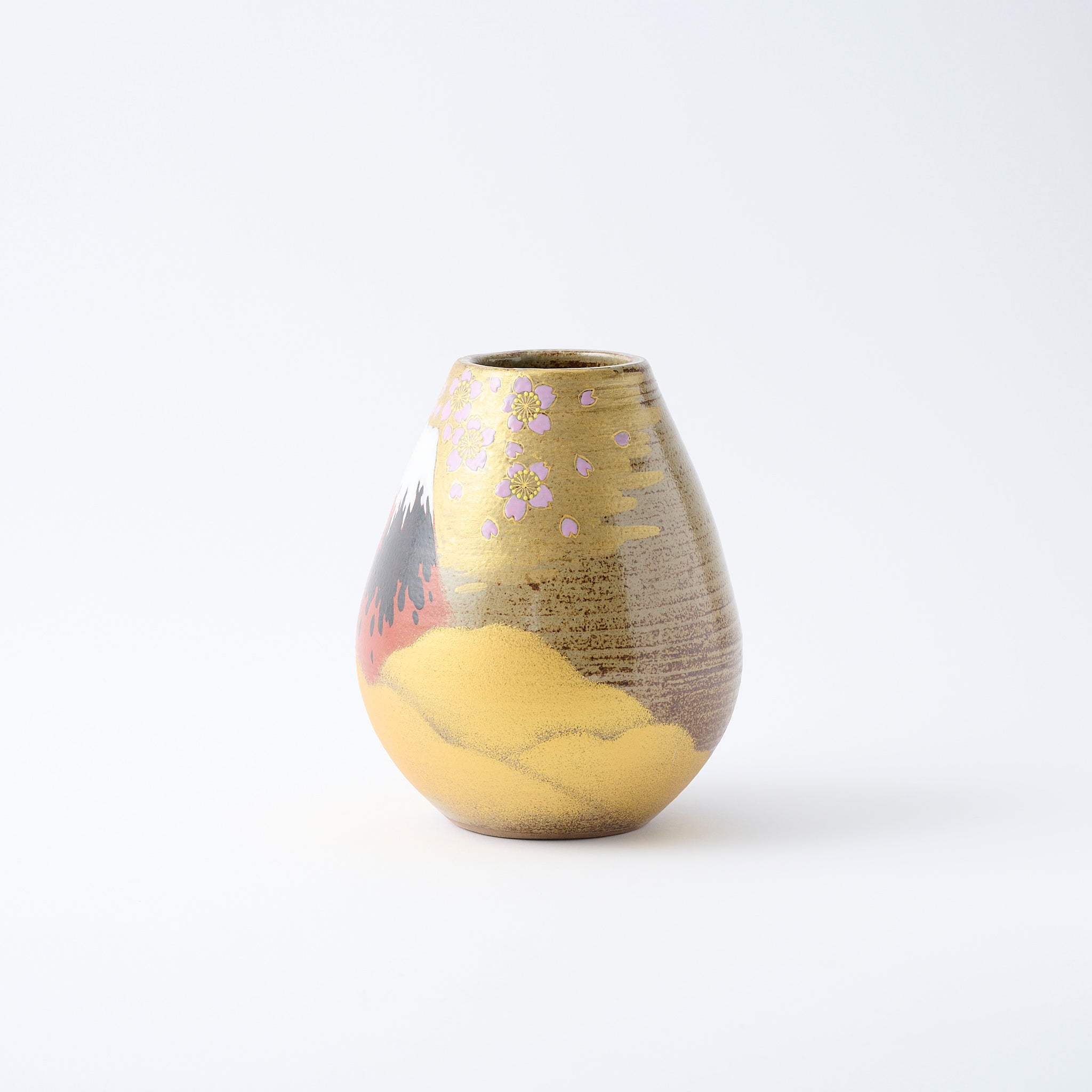 Golden Cloud and Mt. Fuji Flower Vase - JAPAN KUTANI SHOP