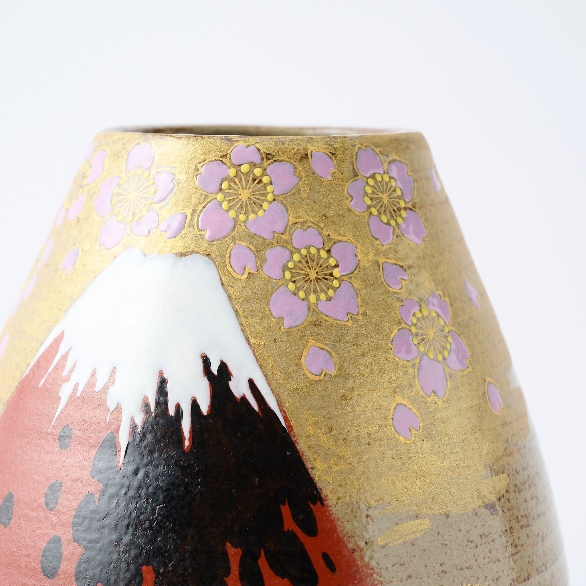 Golden Cloud and Mt. Fuji Flower Vase - JAPAN KUTANI SHOP