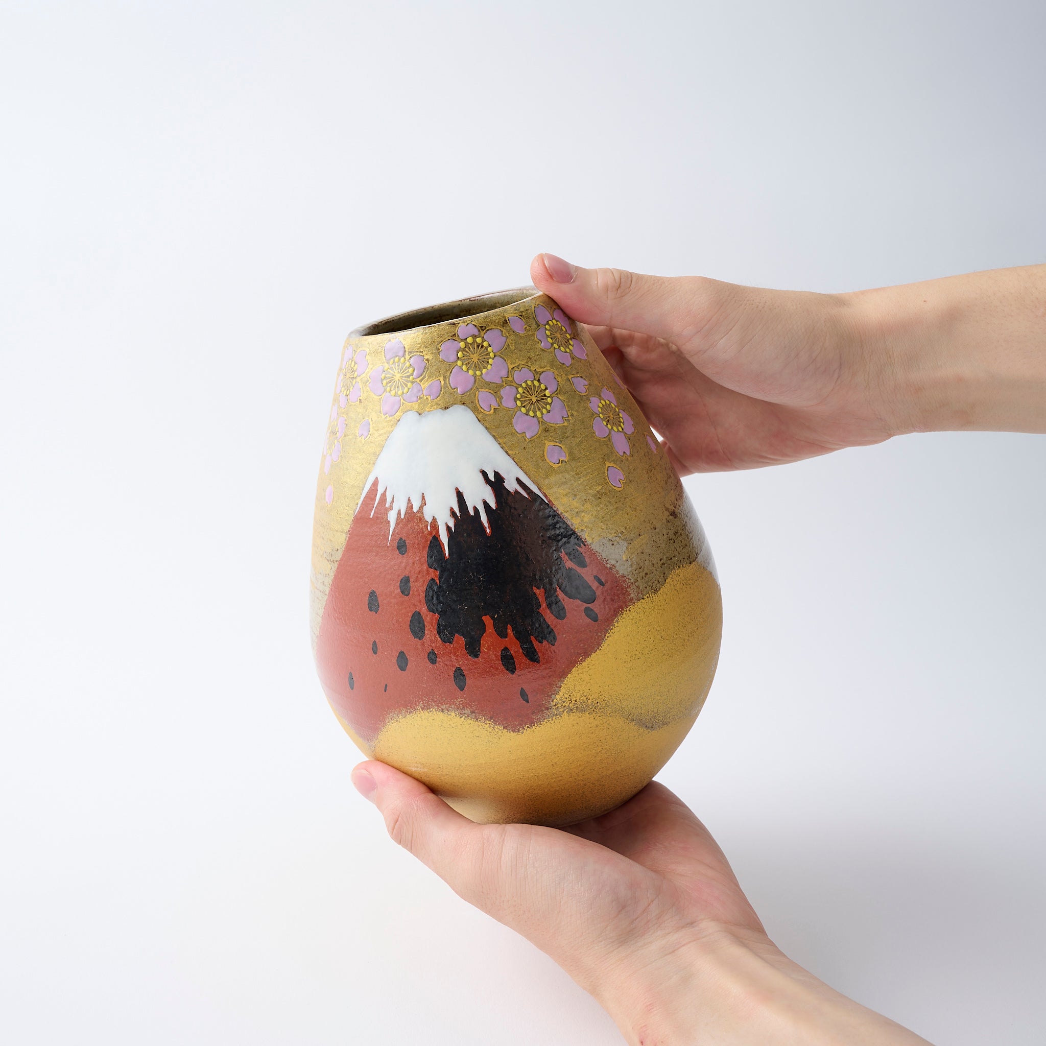 Golden Cloud and Mt. Fuji Flower Vase - JAPAN KUTANI SHOP
