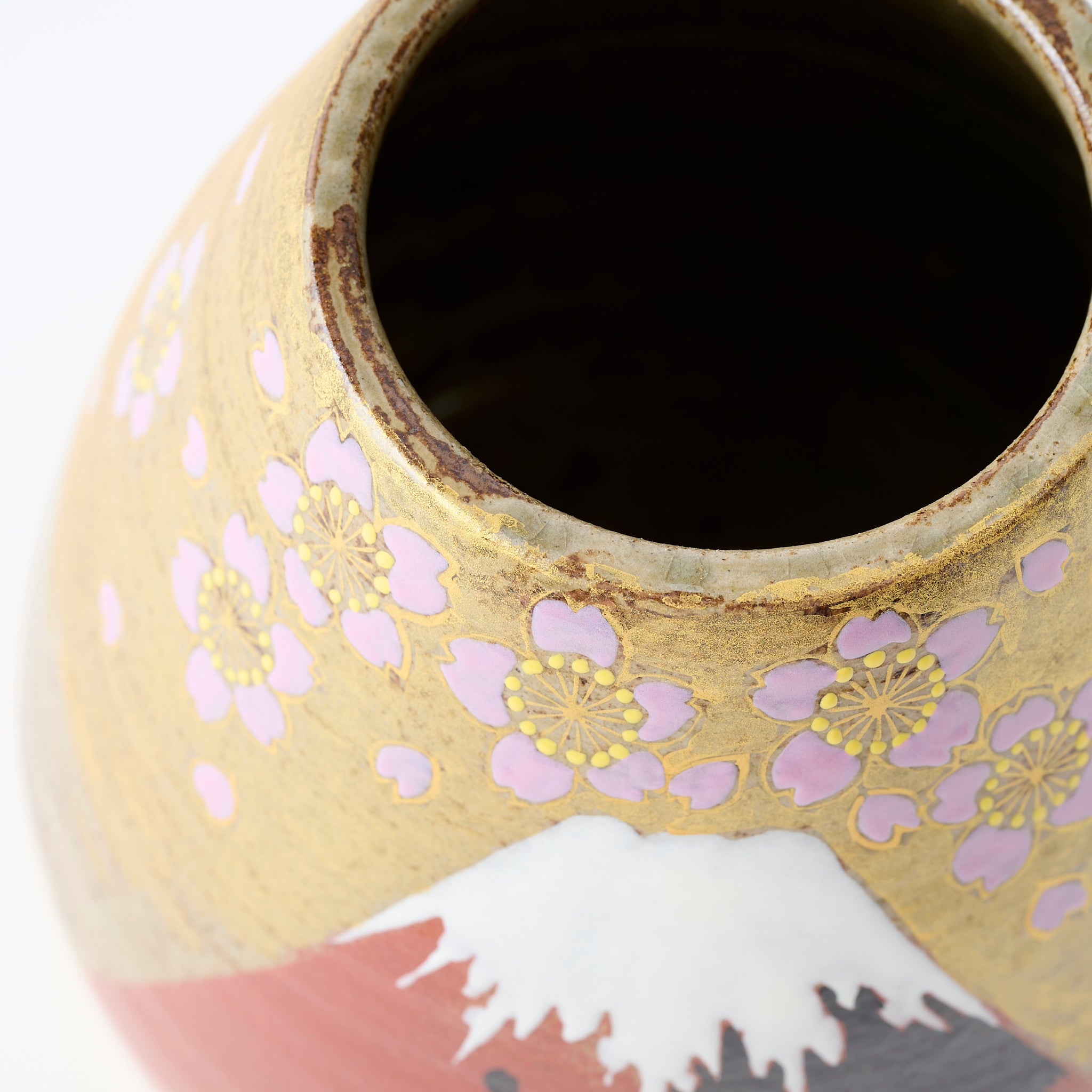 Golden Cloud and Mt. Fuji Flower Vase - JAPAN KUTANI SHOP