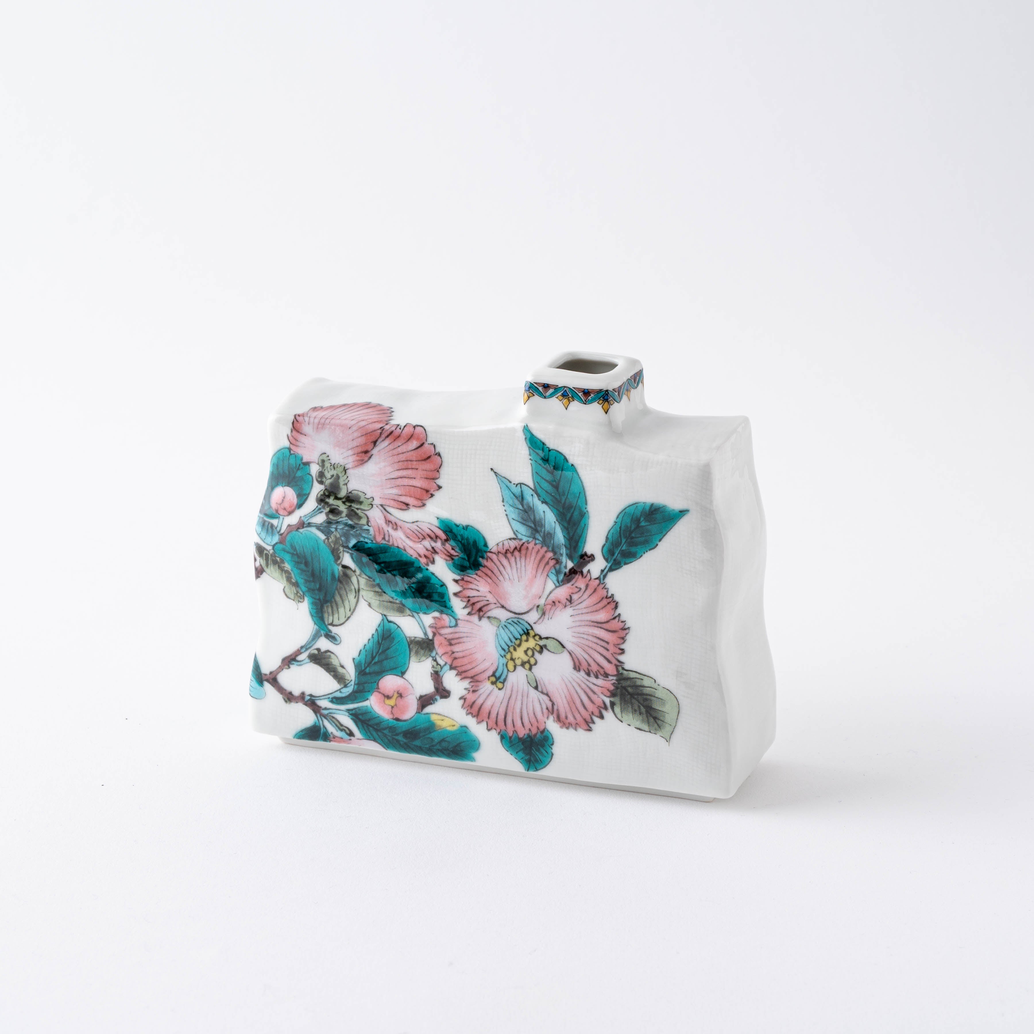 Camellia Rectangular Flower Vase - JAPAN KUTANI SHOP