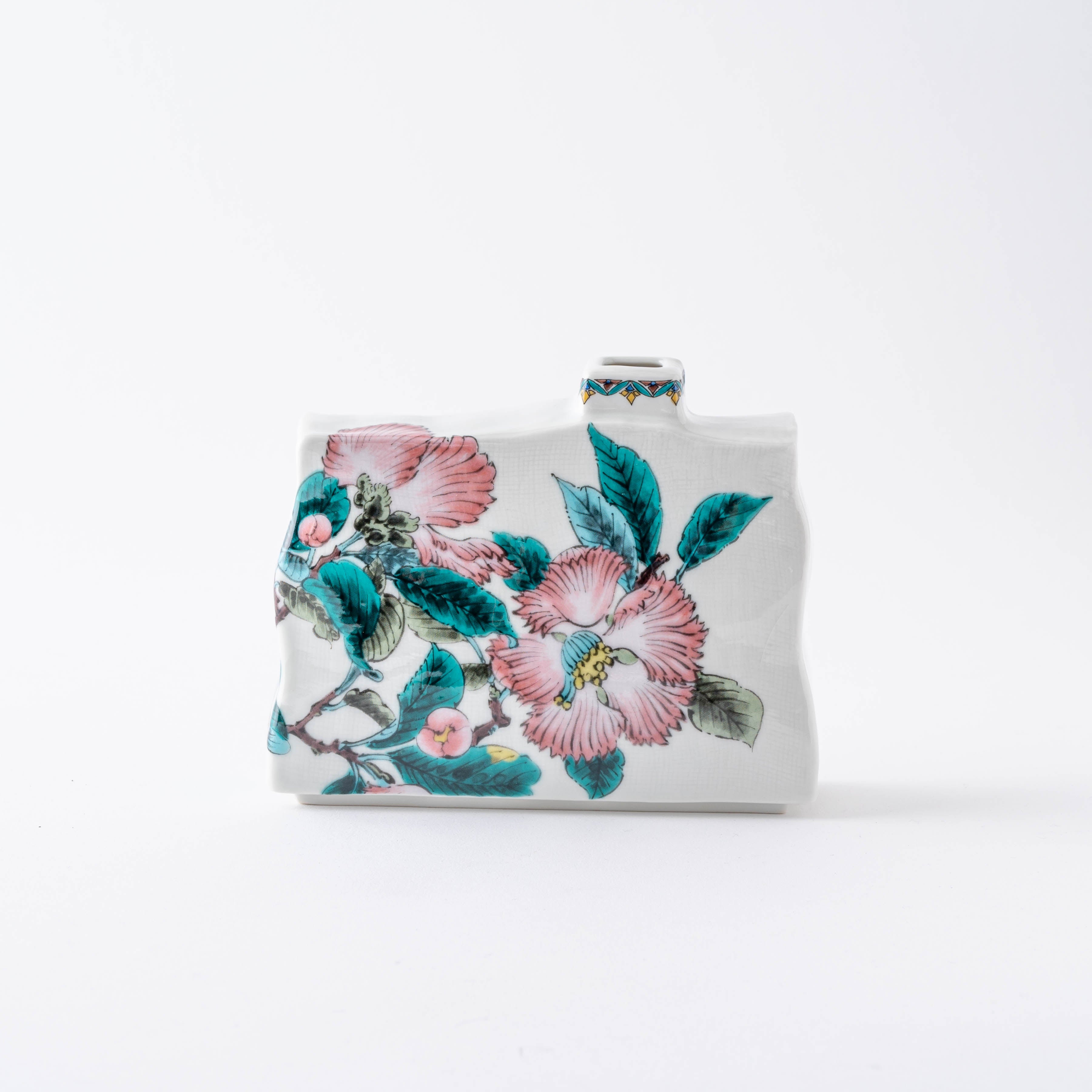 Camellia Rectangular Flower Vase - JAPAN KUTANI SHOP