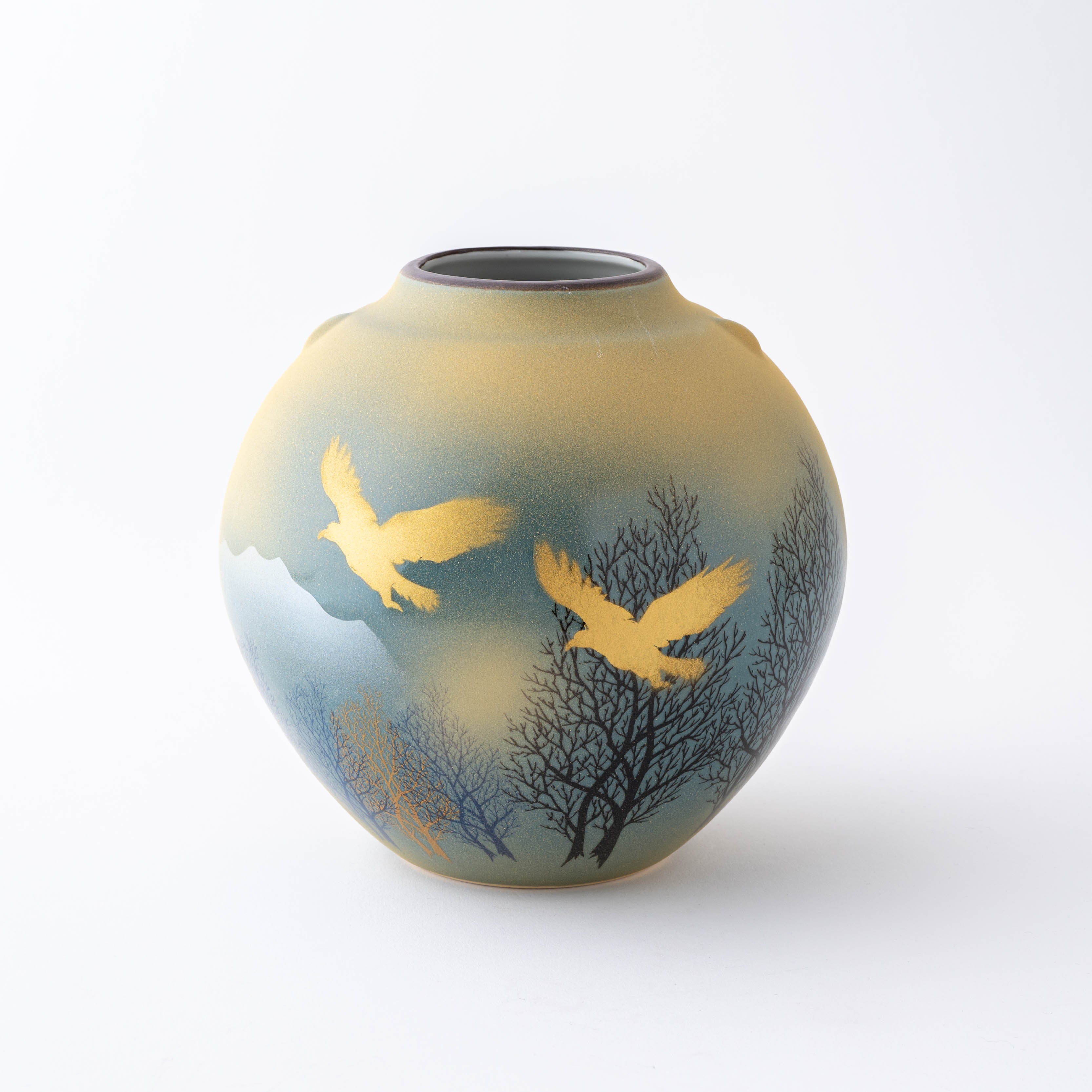 Birds and Trees Misty Mountain Japanese Flower Vase - JAPAN KUTANI SHOP
