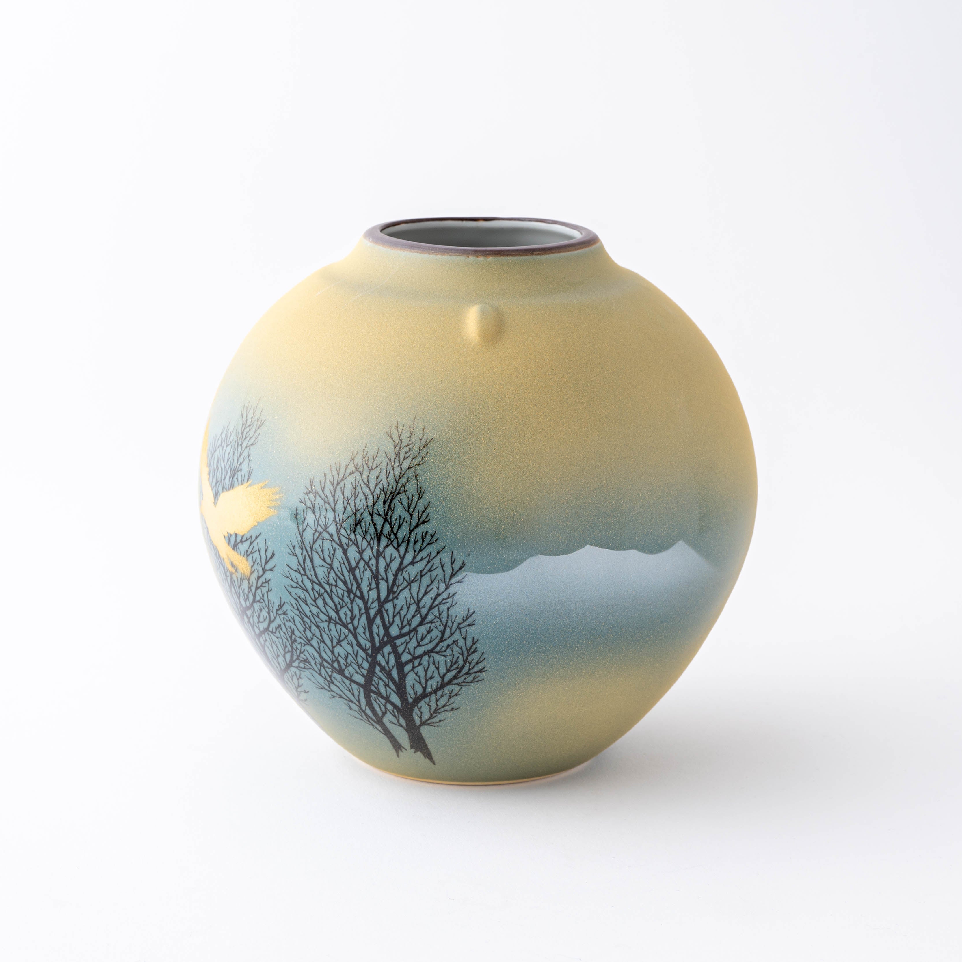 Birds and Trees Misty Mountain Japanese Flower Vase - JAPAN KUTANI SHOP