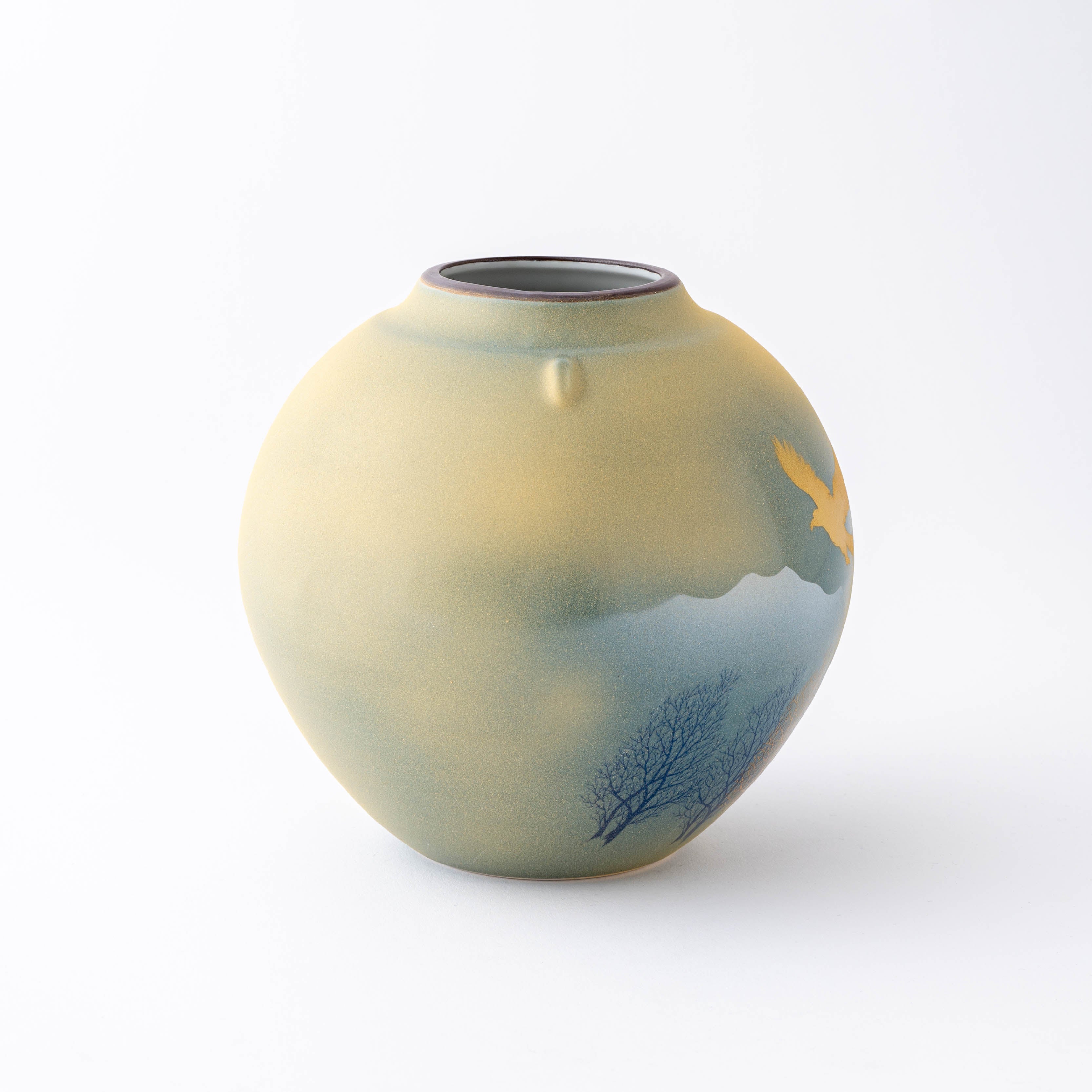 Birds and Trees Misty Mountain Japanese Flower Vase - JAPAN KUTANI SHOP