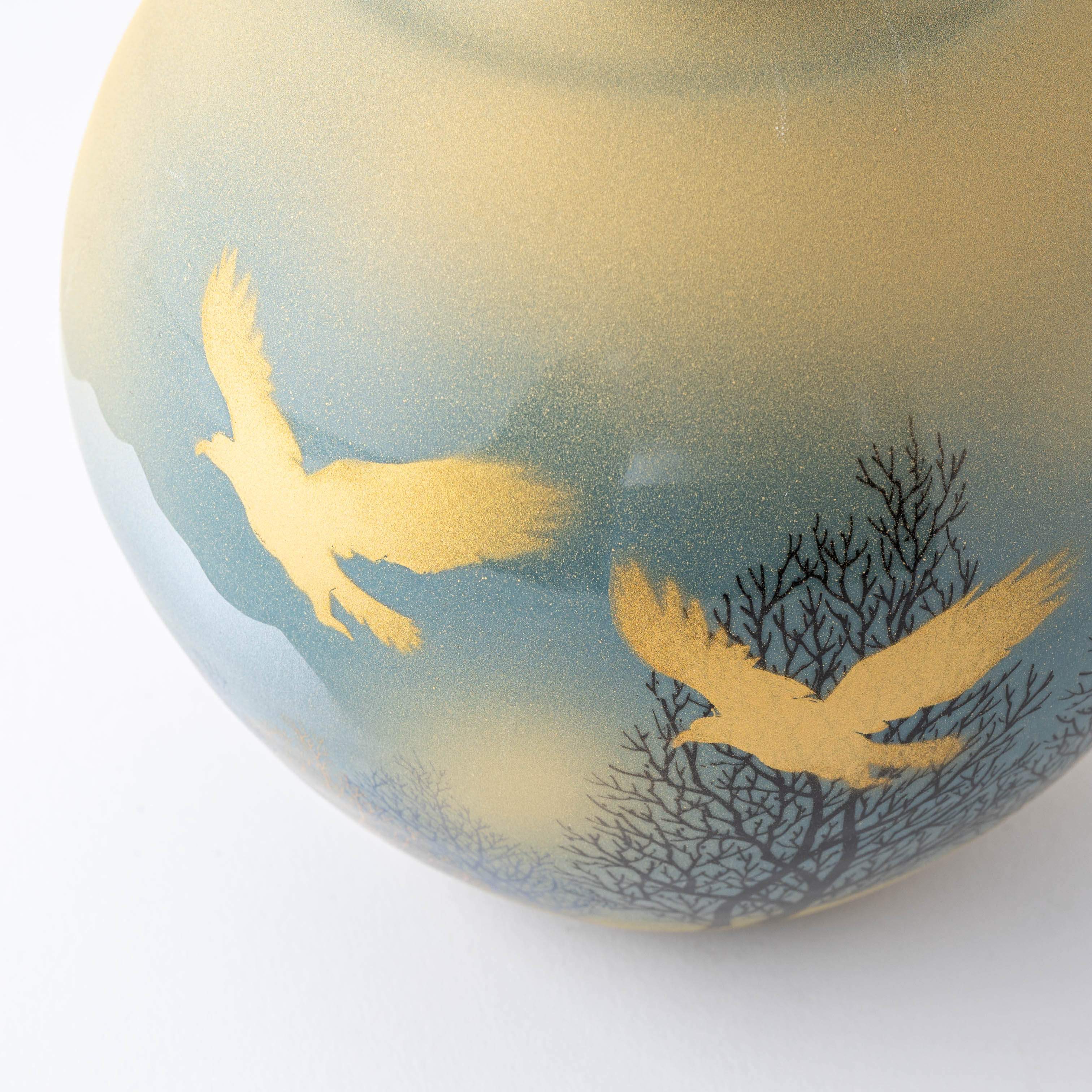 Birds and Trees Misty Mountain Japanese Flower Vase - JAPAN KUTANI SHOP