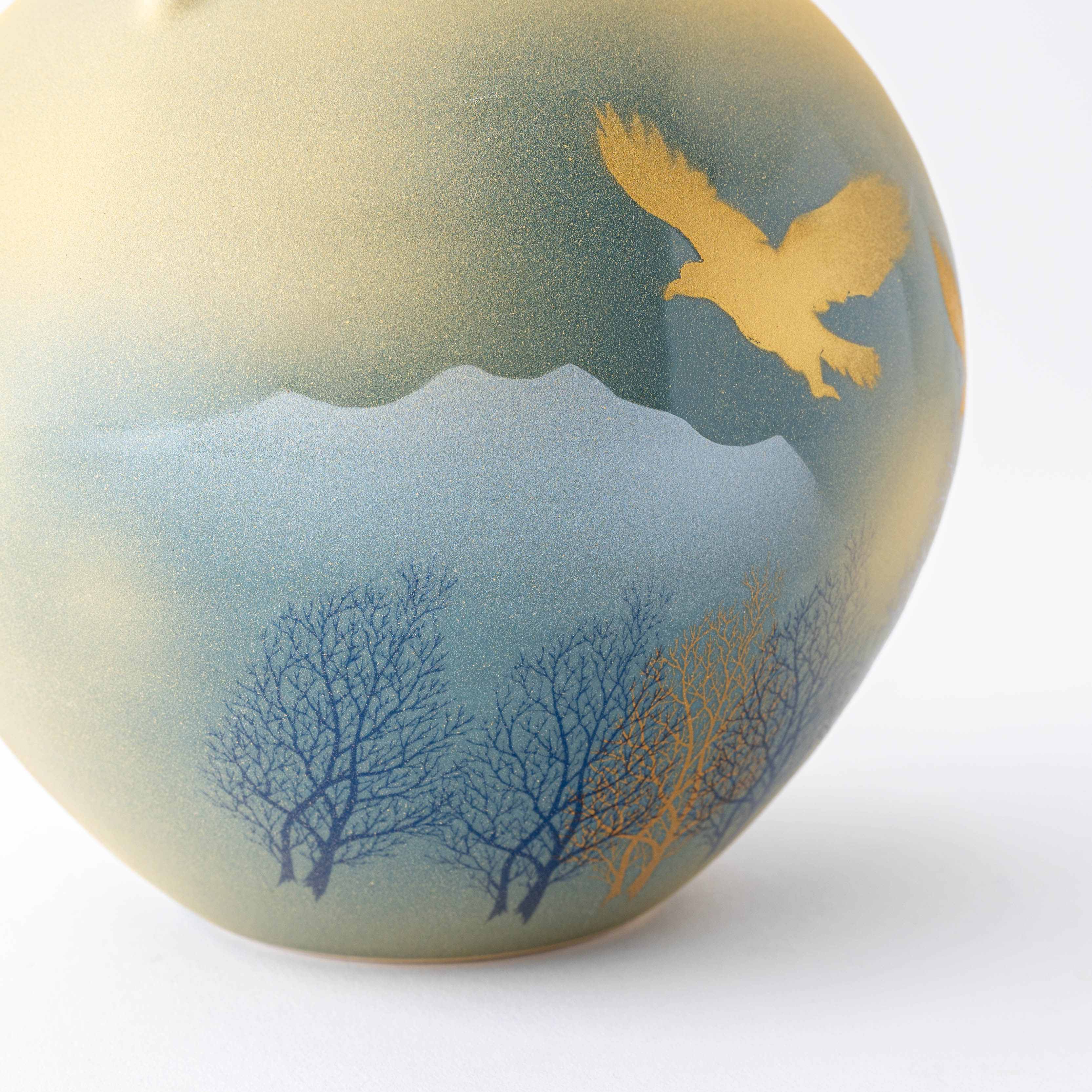 Birds and Trees Misty Mountain Japanese Flower Vase - JAPAN KUTANI SHOP