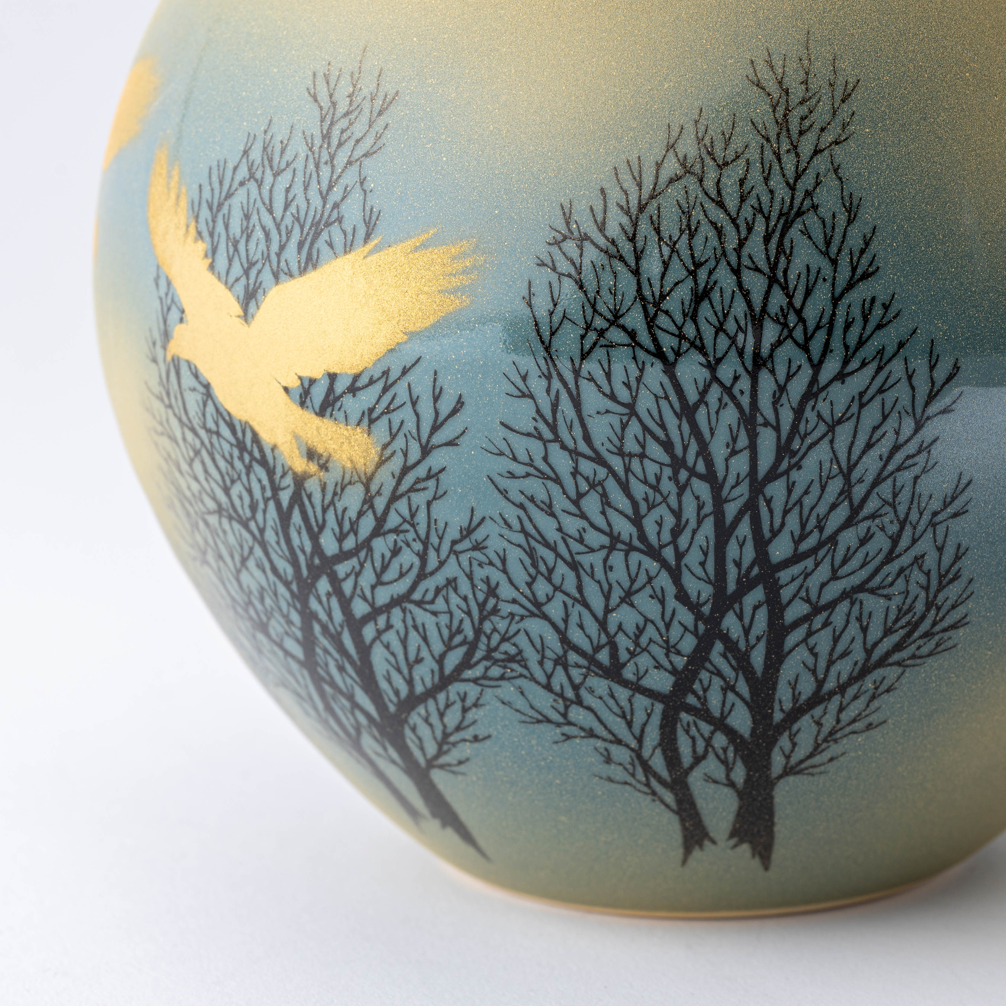 Birds and Trees Misty Mountain Japanese Flower Vase - JAPAN KUTANI SHOP
