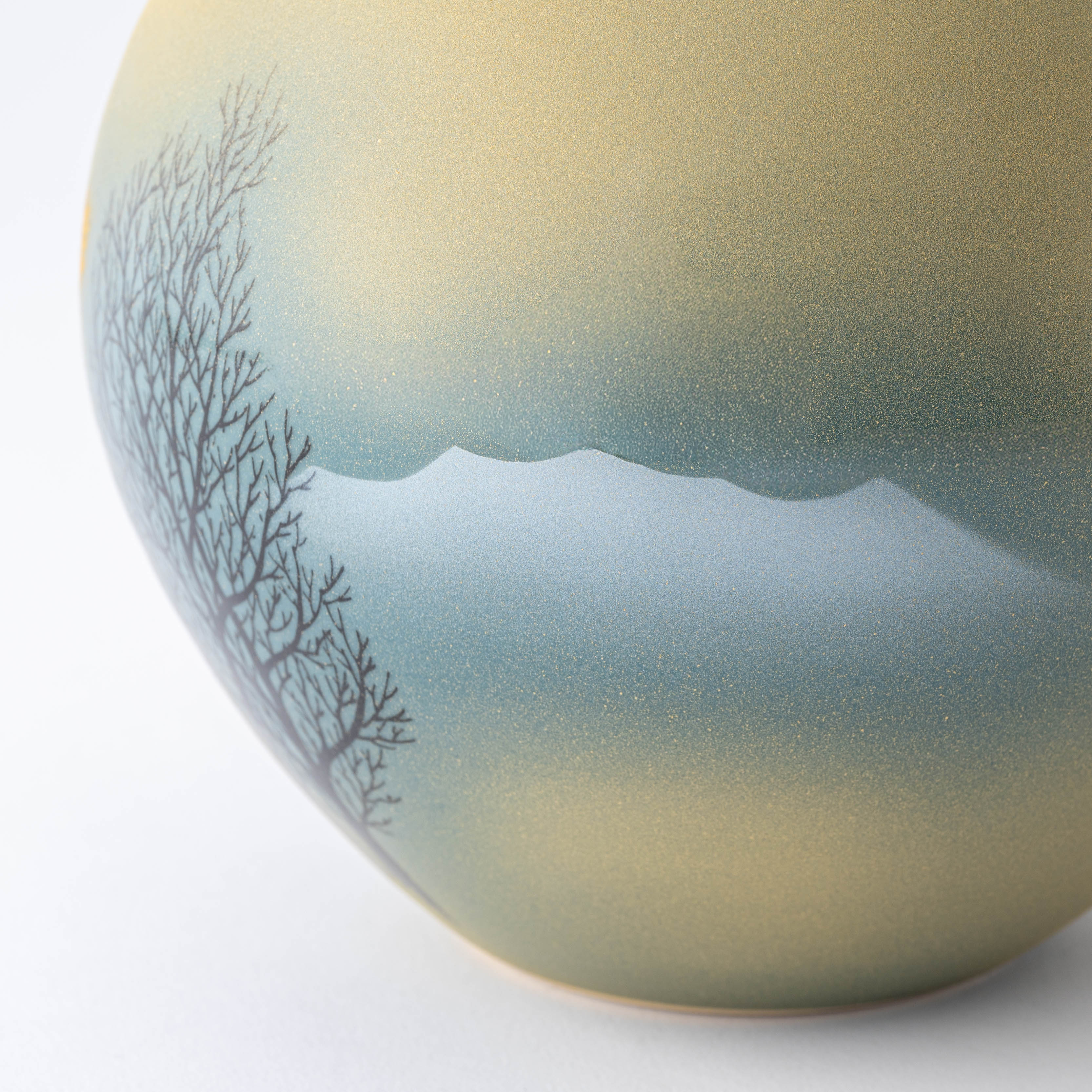 Birds and Trees Misty Mountain Japanese Flower Vase - JAPAN KUTANI SHOP