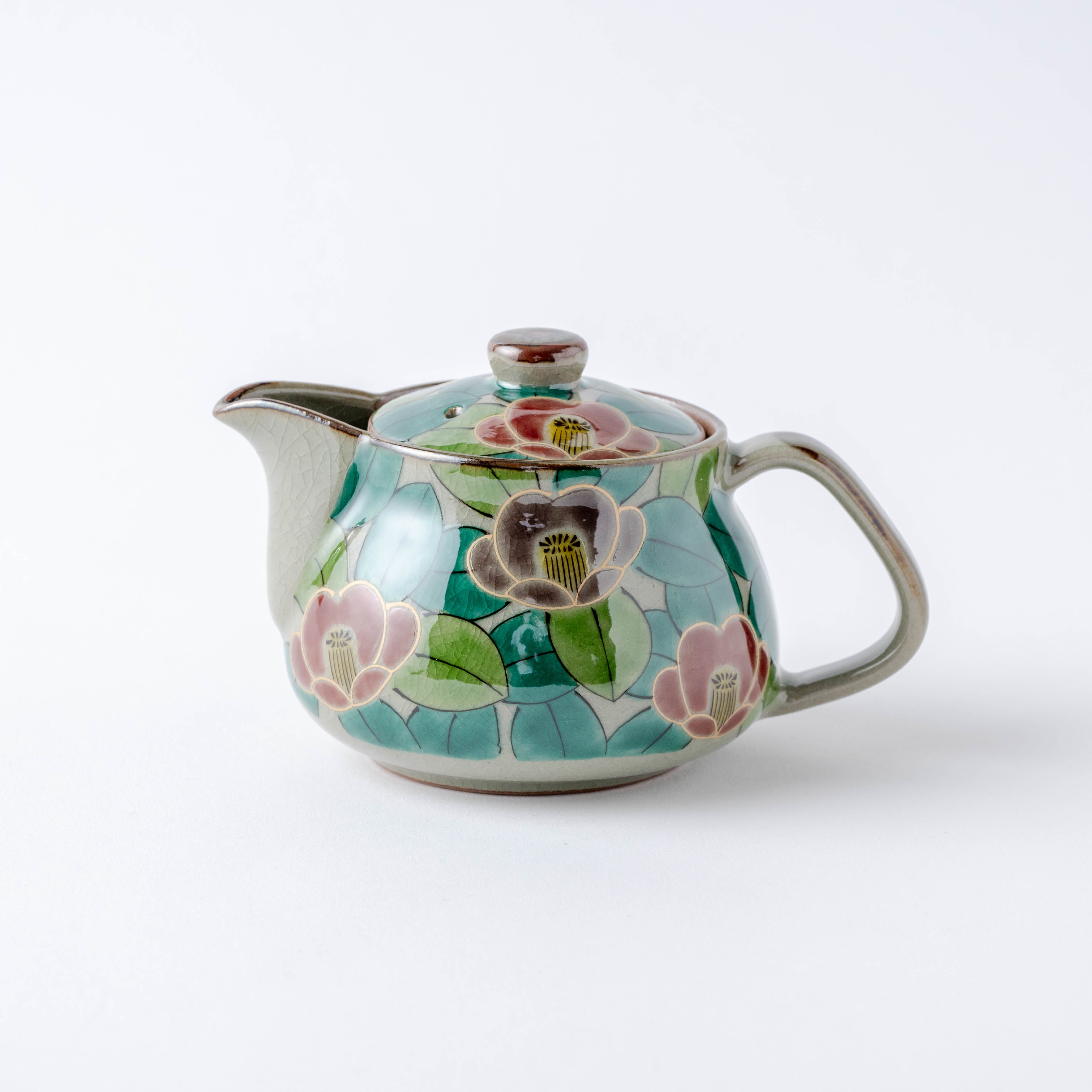 Colorful Sasanqua Japanese Teapot