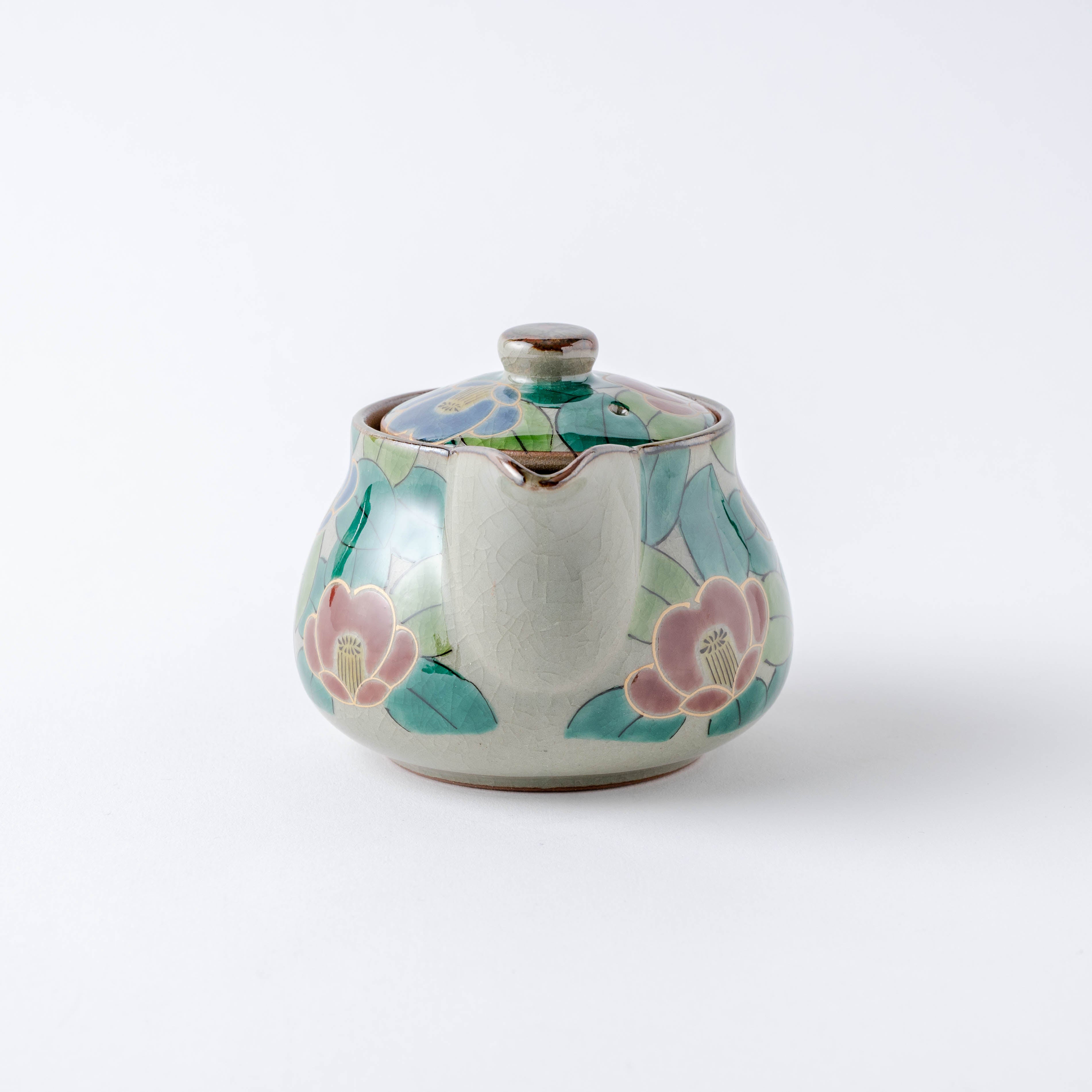 Colorful Sasanqua Japanese Teapot