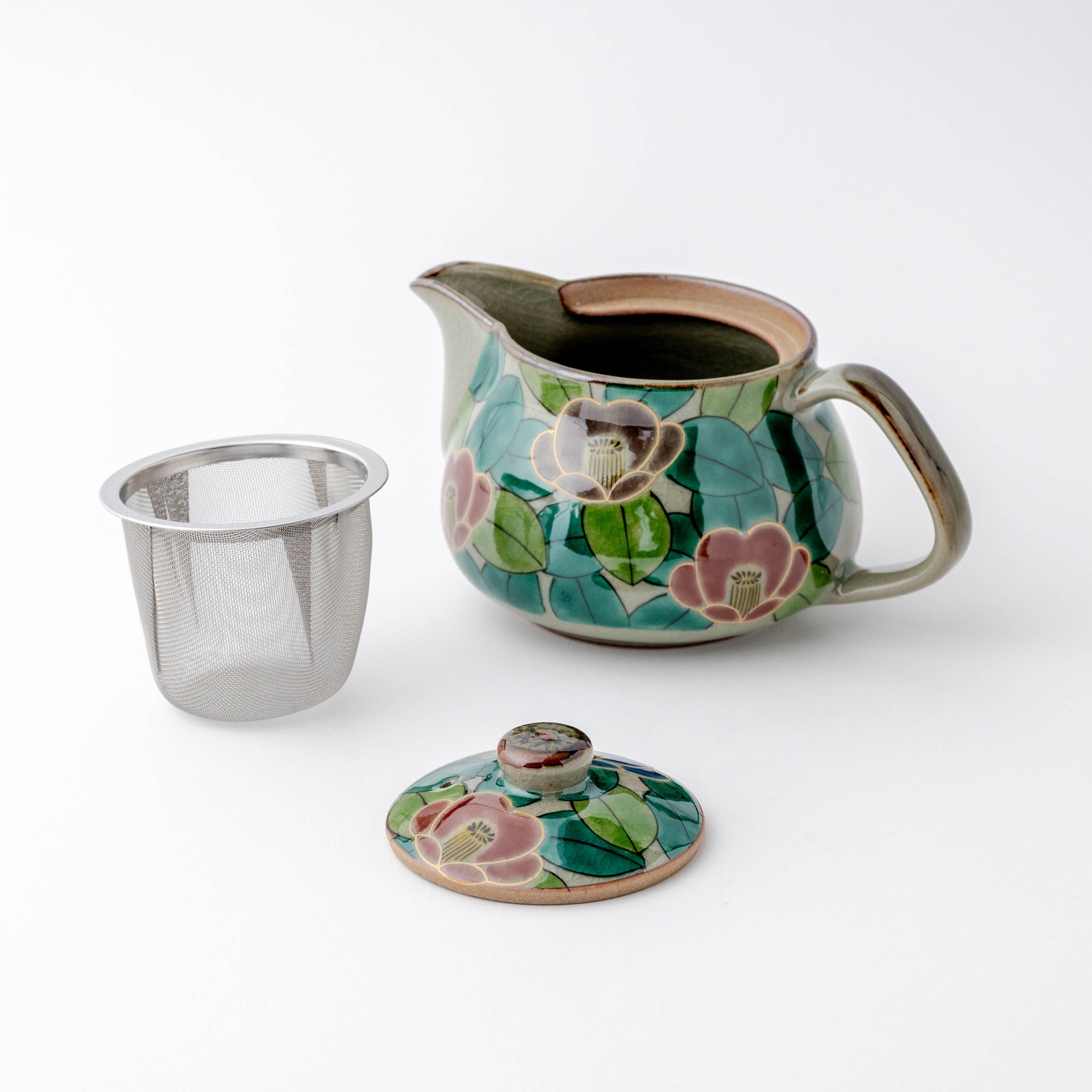 Colorful Sasanqua Japanese Teapot