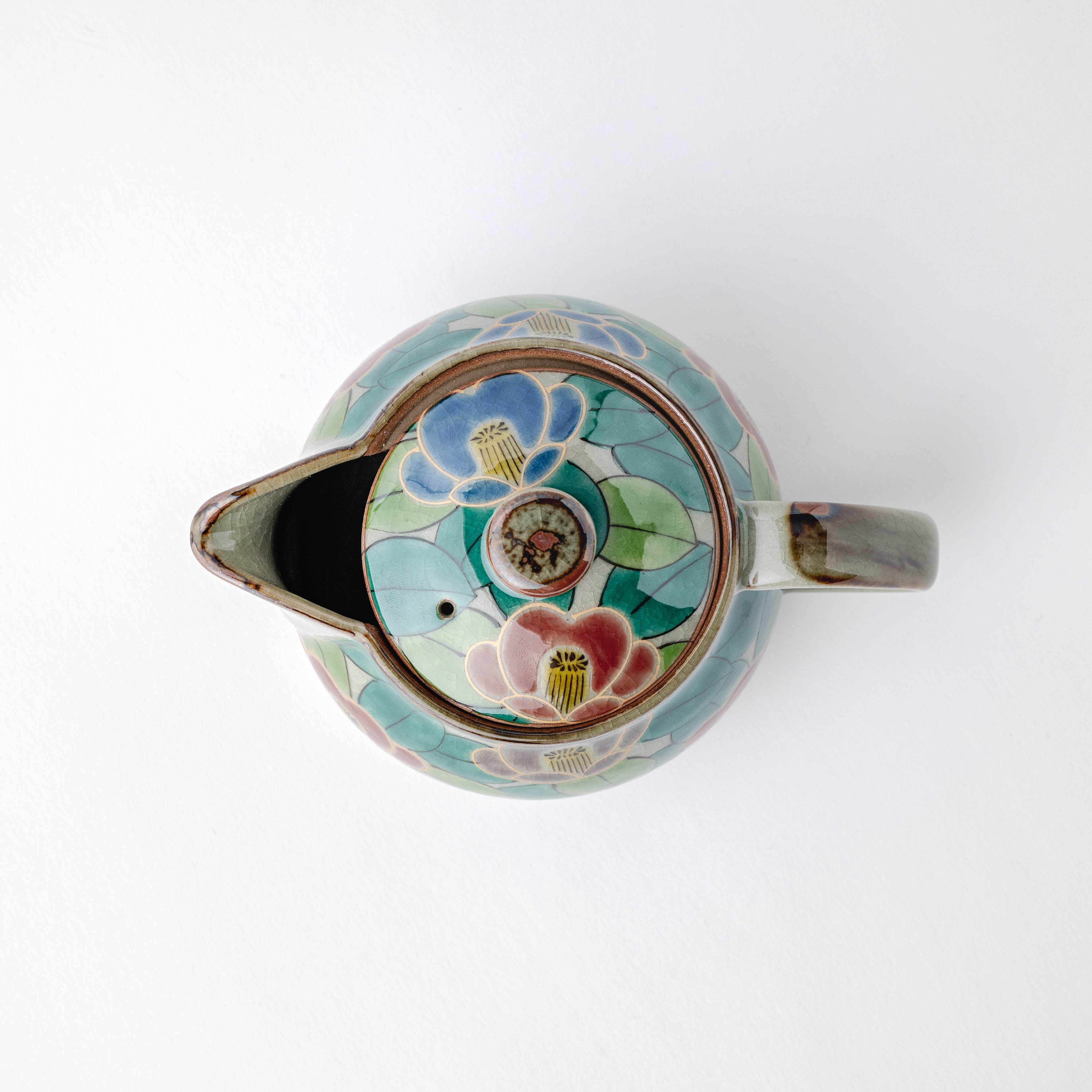 Colorful Sasanqua Japanese Teapot