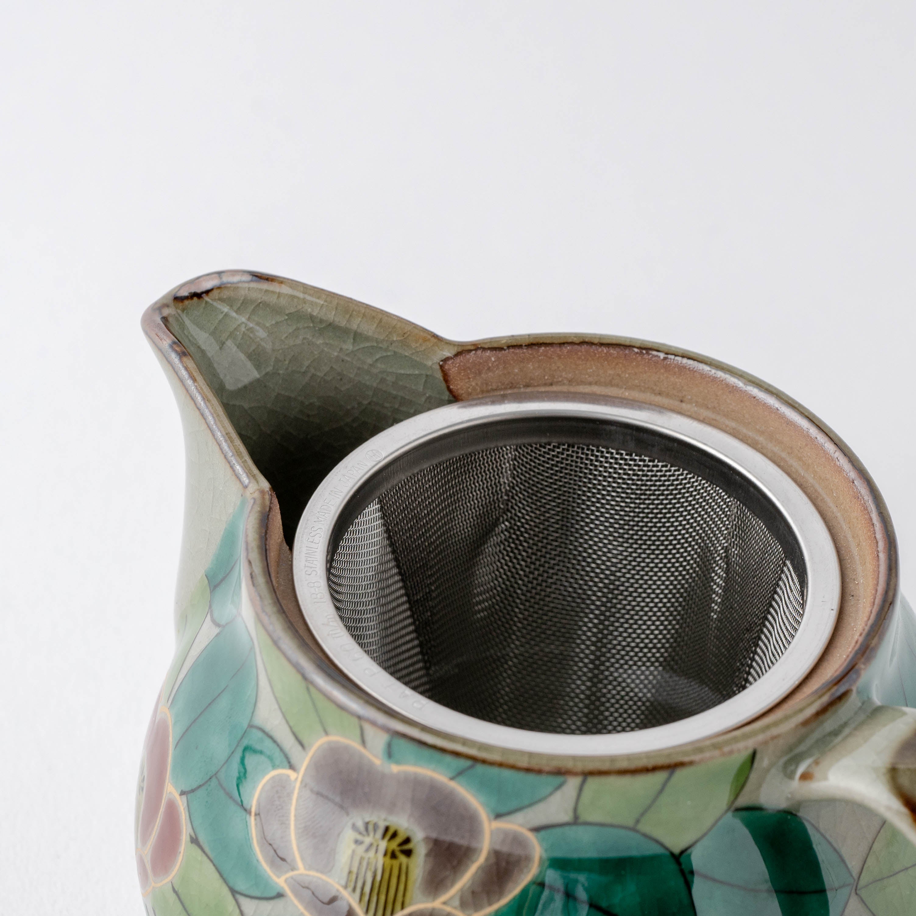Colorful Sasanqua Japanese Teapot
