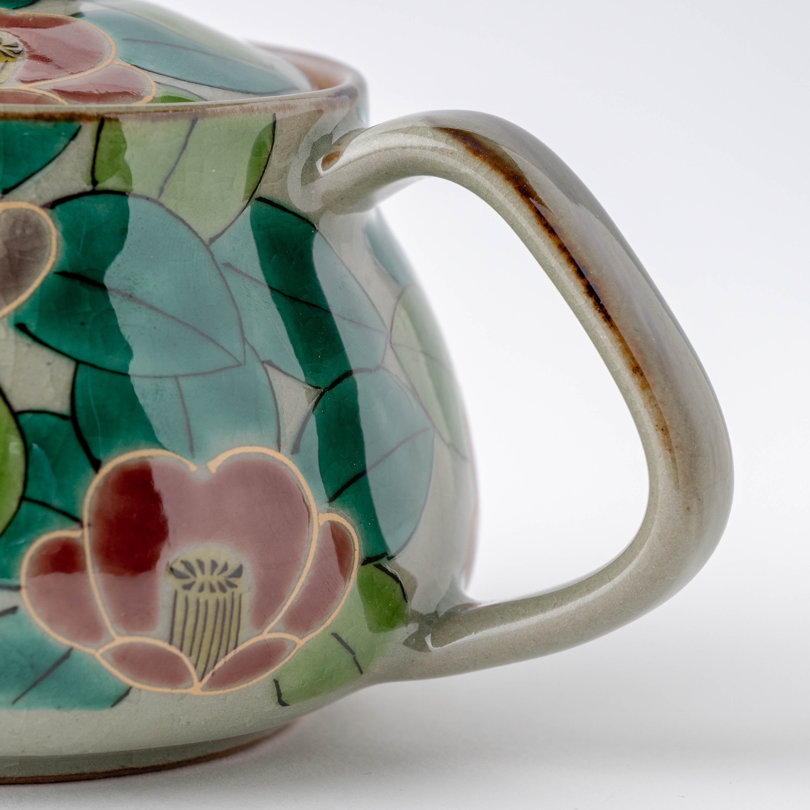 Colorful Sasanqua Japanese Teapot