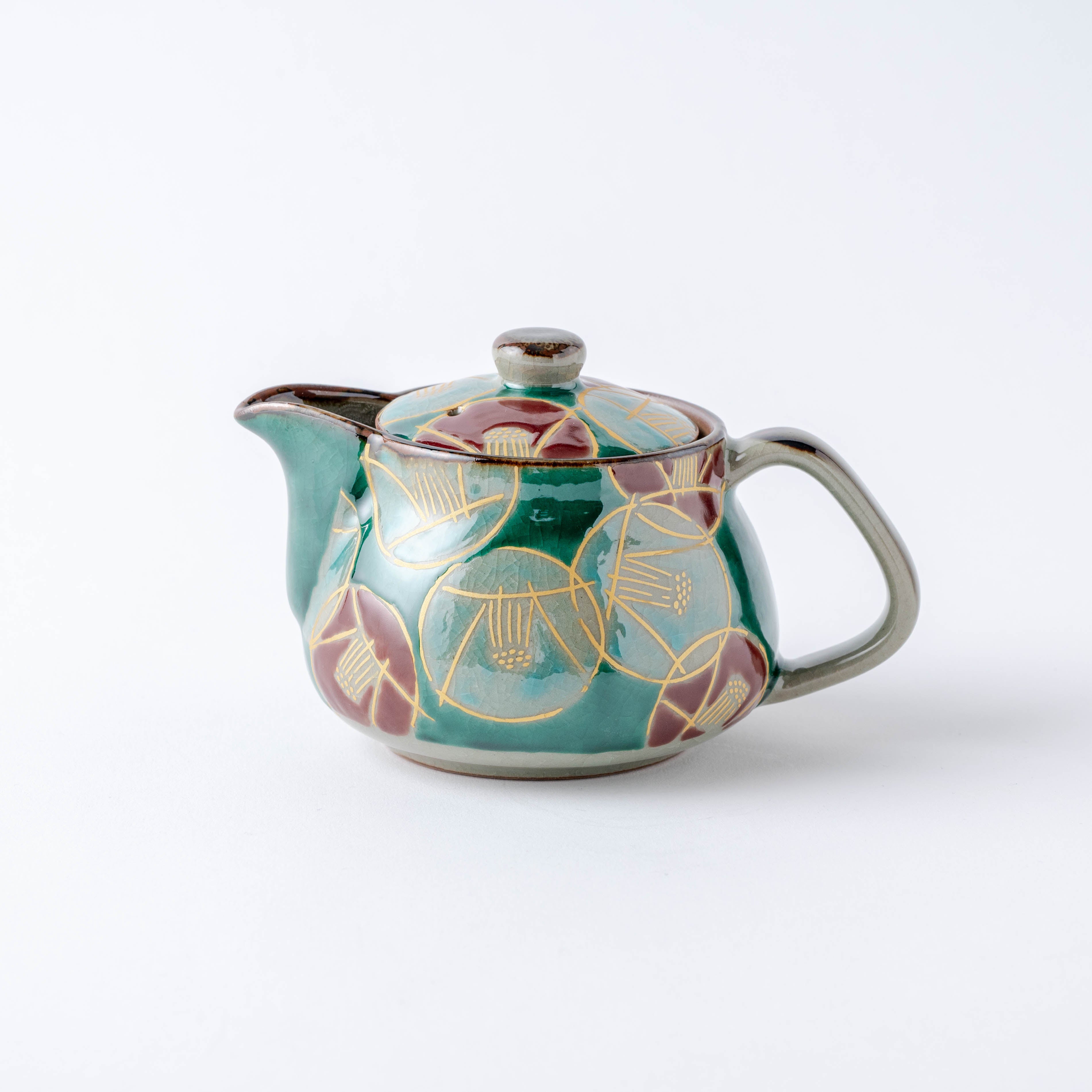Golden Camellia Japanese Teapot