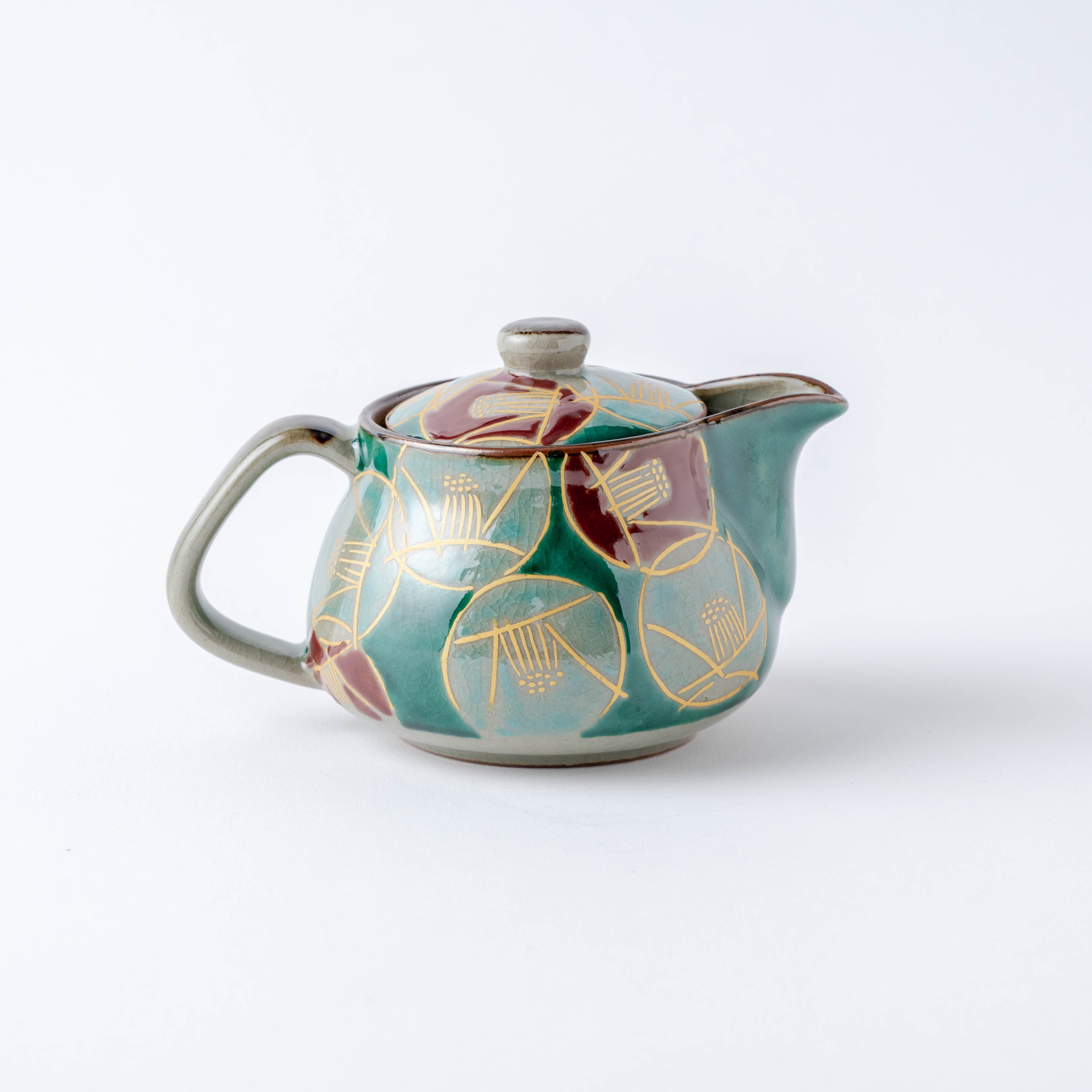 Golden Camellia Japanese Teapot