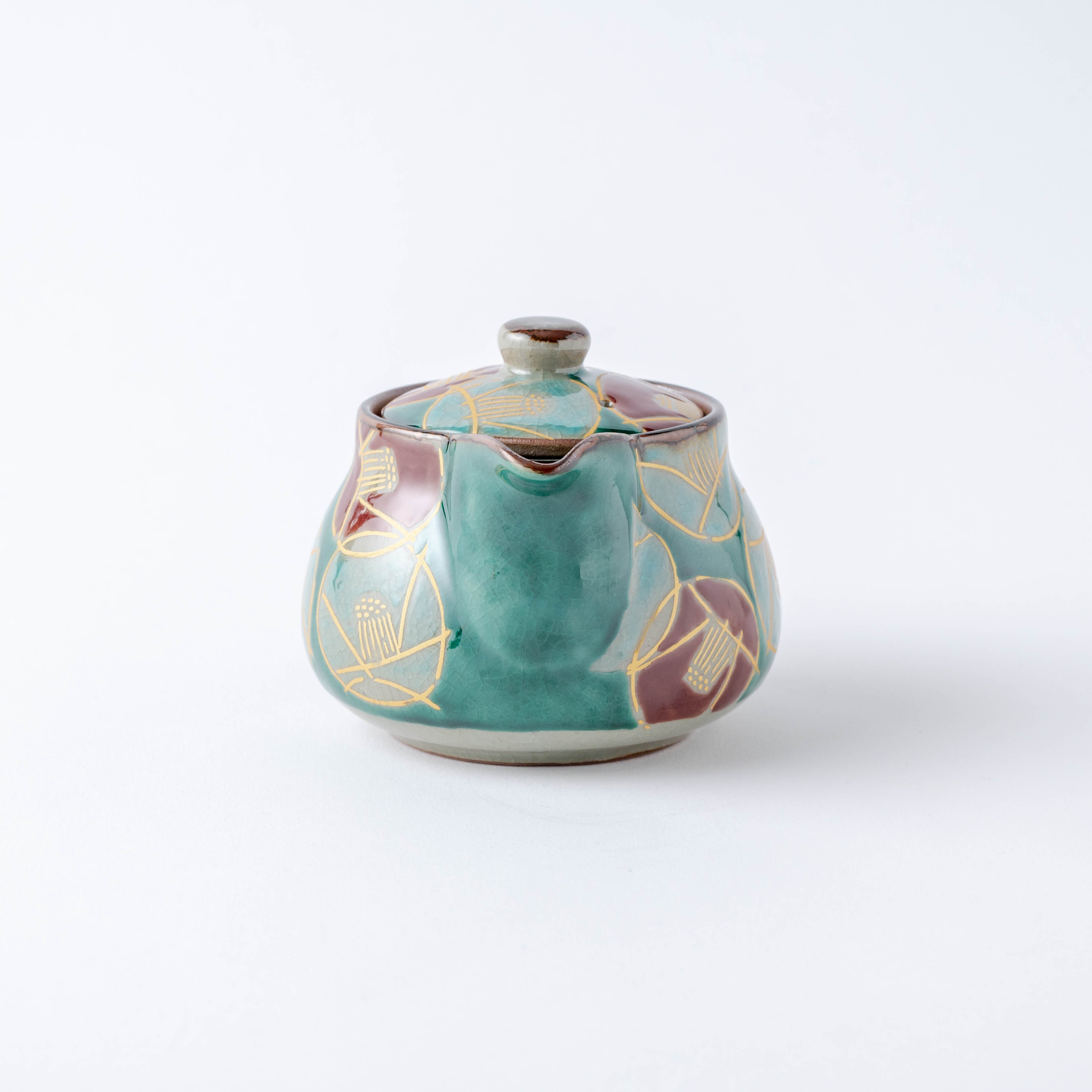 Golden Camellia Japanese Teapot