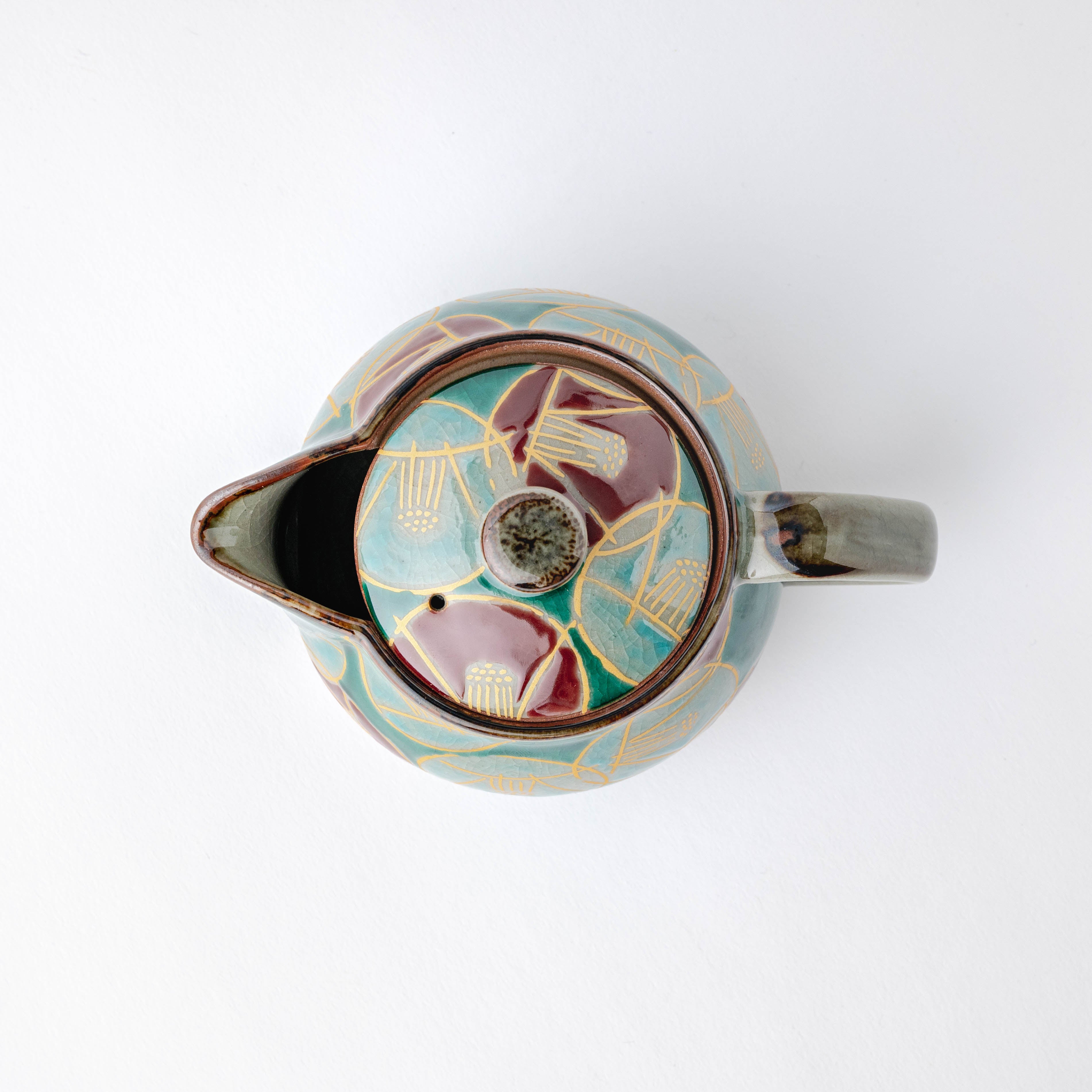 Golden Camellia Japanese Teapot