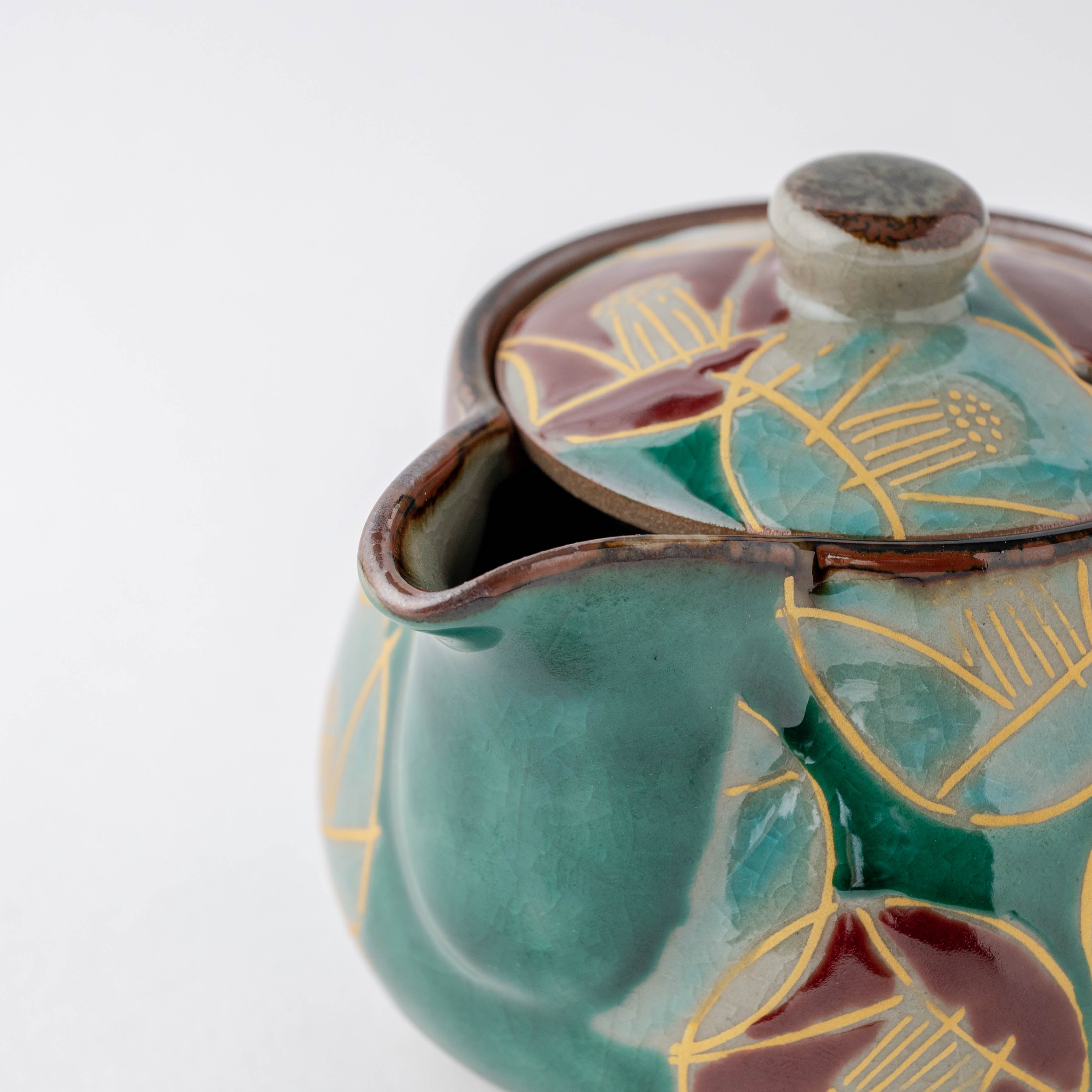 Golden Camellia Japanese Teapot