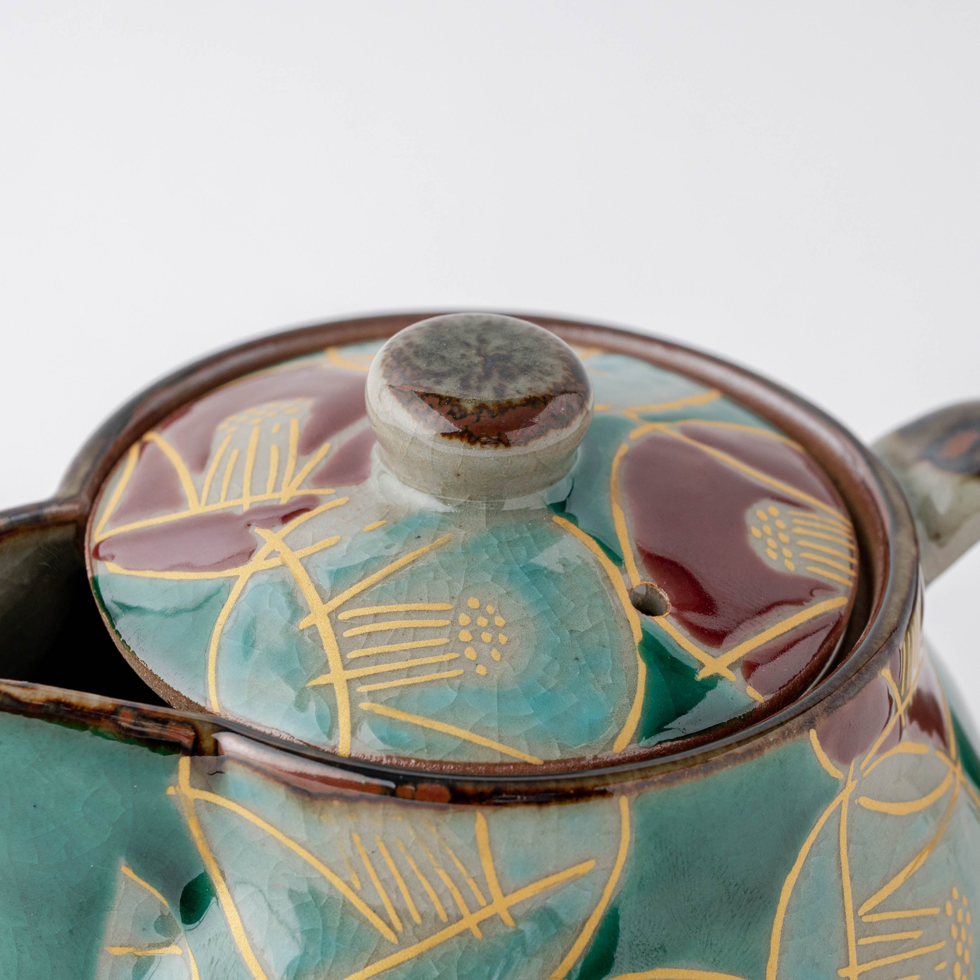 Golden Camellia Japanese Teapot