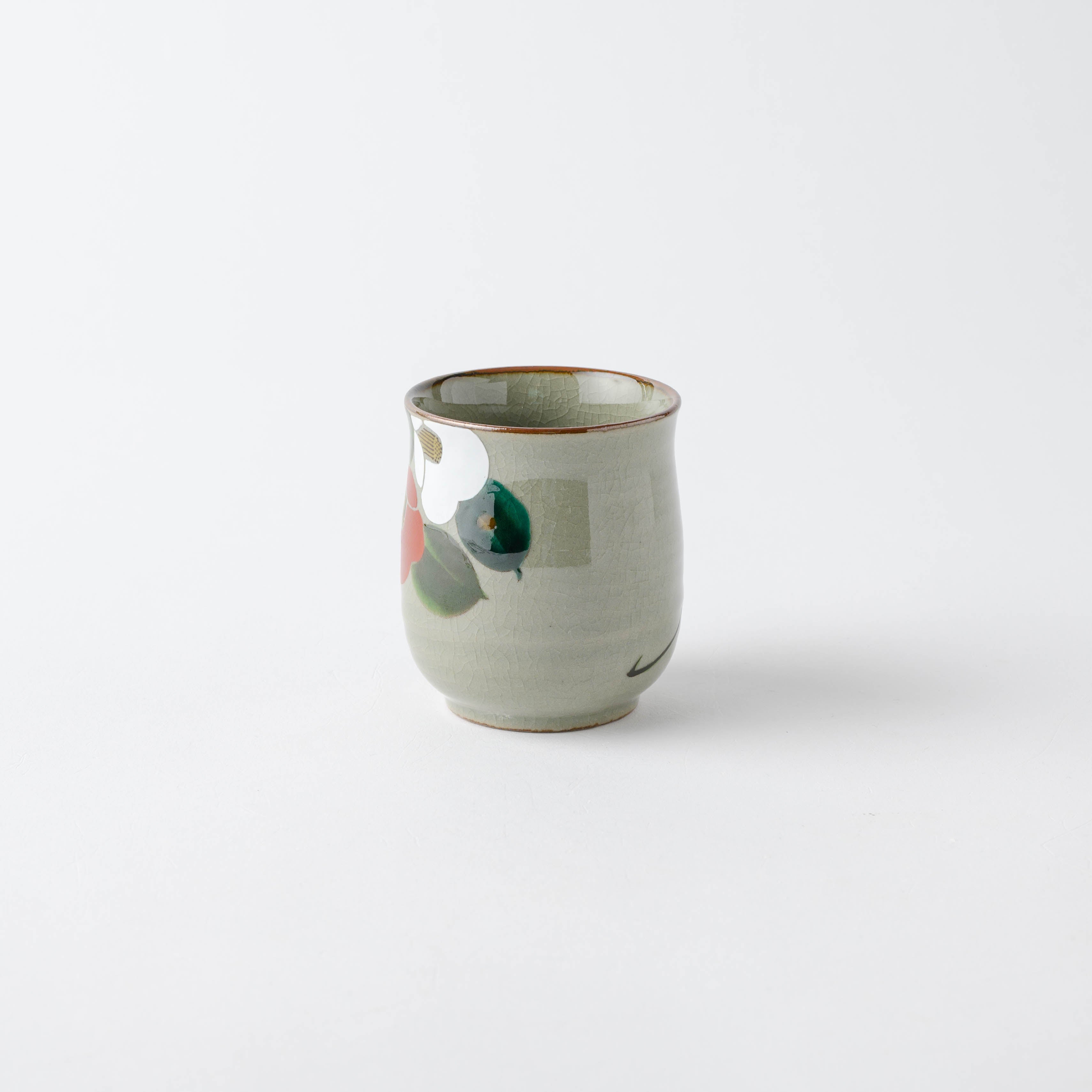 Red and White Camellia Japanese Teacup Pair - JAPAN KUTANI SHOP