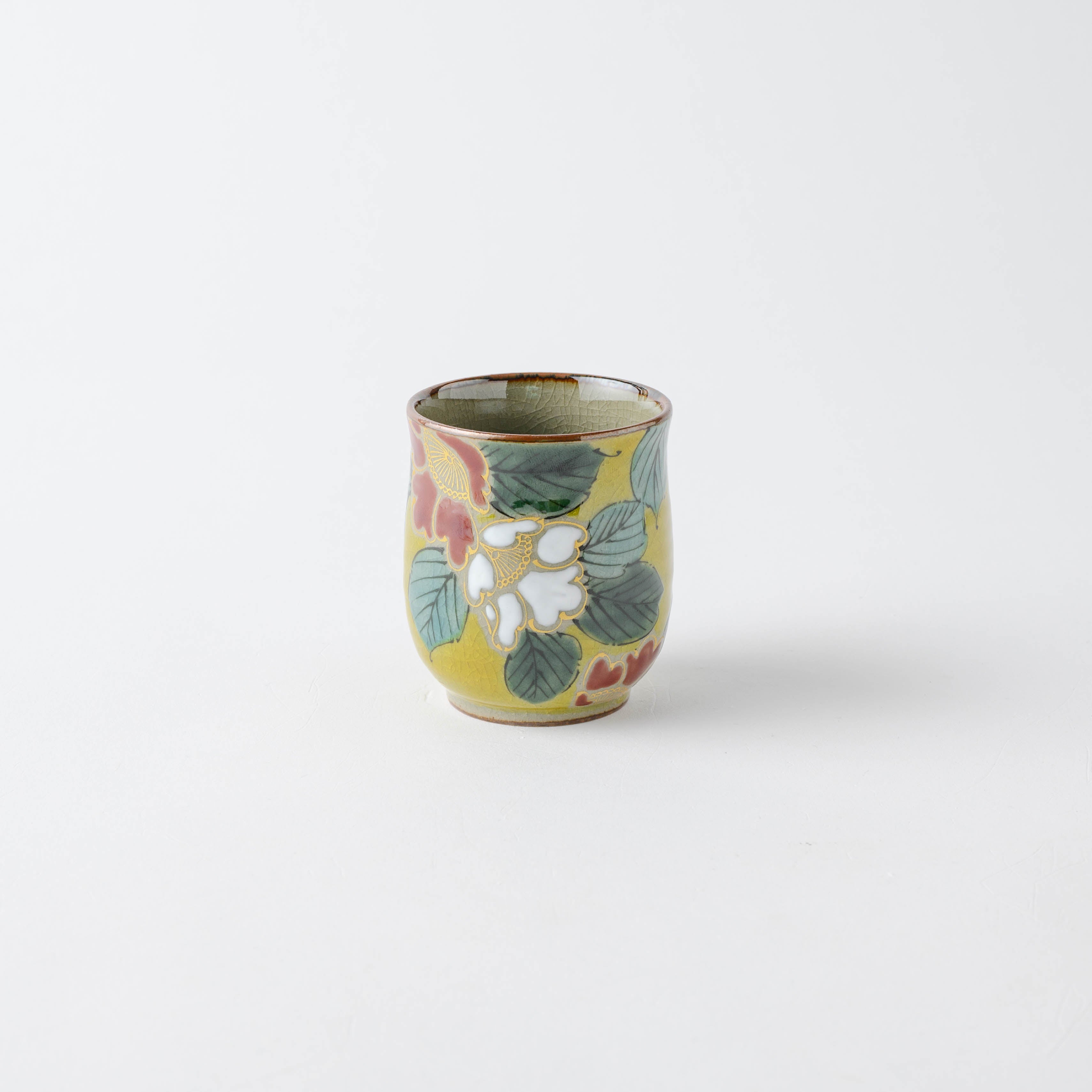 Red and White Sasanqua Japanese Teacup Pair - JAPAN KUTANI SHOP