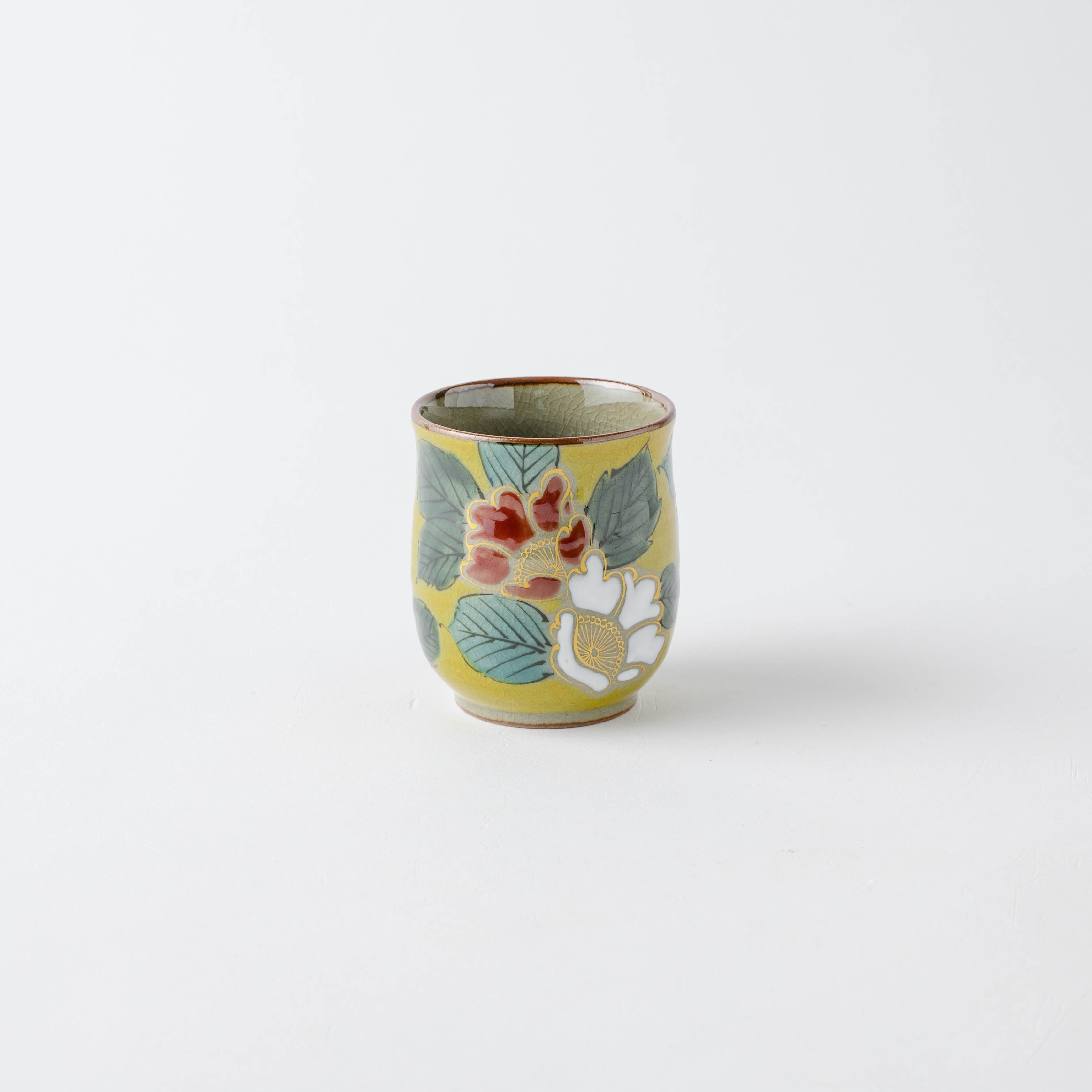 Red and White Sasanqua Japanese Teacup Pair - JAPAN KUTANI SHOP