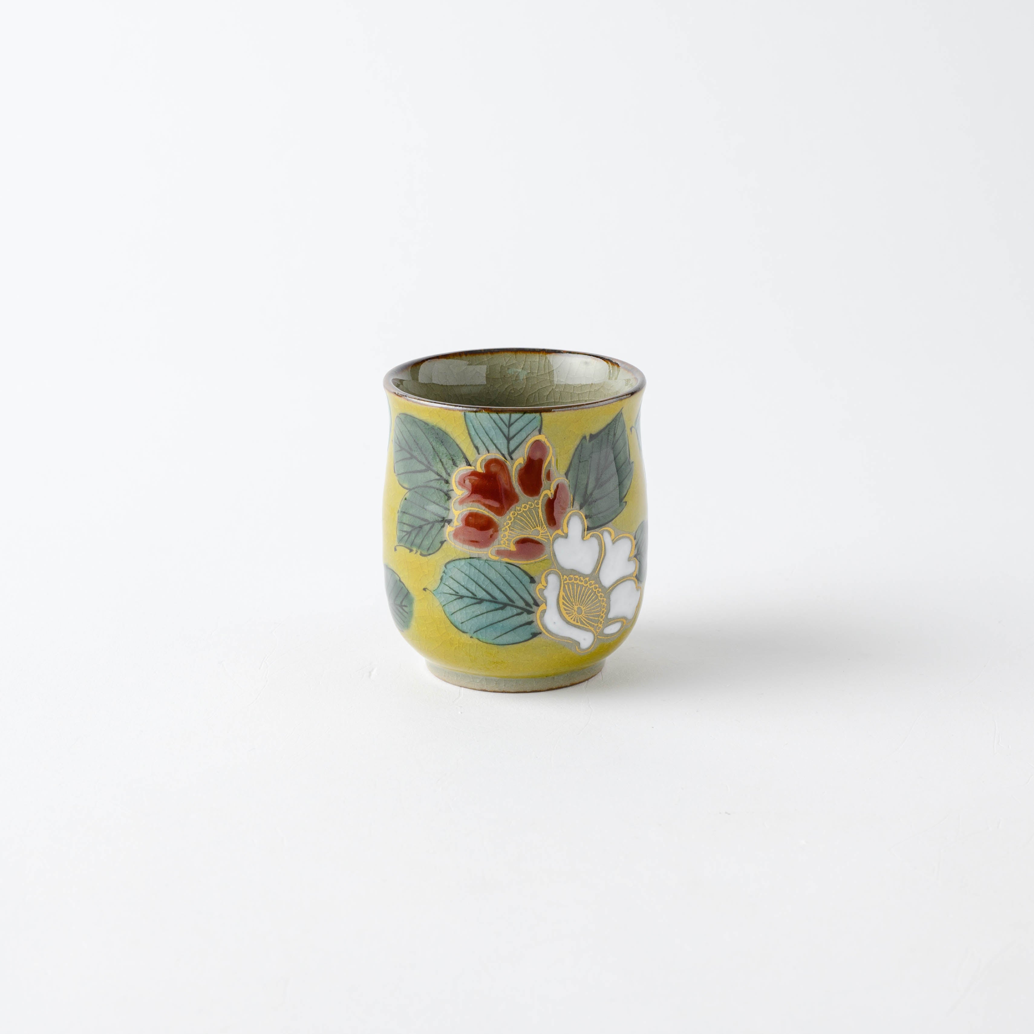 Red and White Sasanqua Japanese Teacup Pair - JAPAN KUTANI SHOP