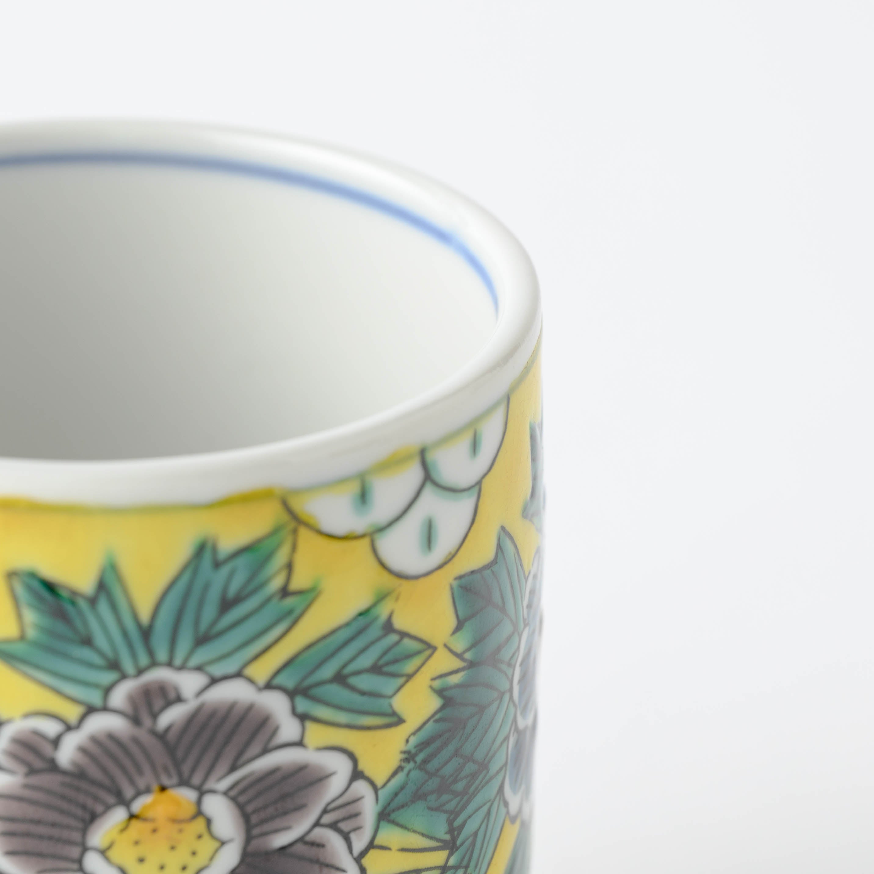 Yoshidaya Peony Yunomi Japanese Teacup Pair - JAPAN KUTANI SHOP
