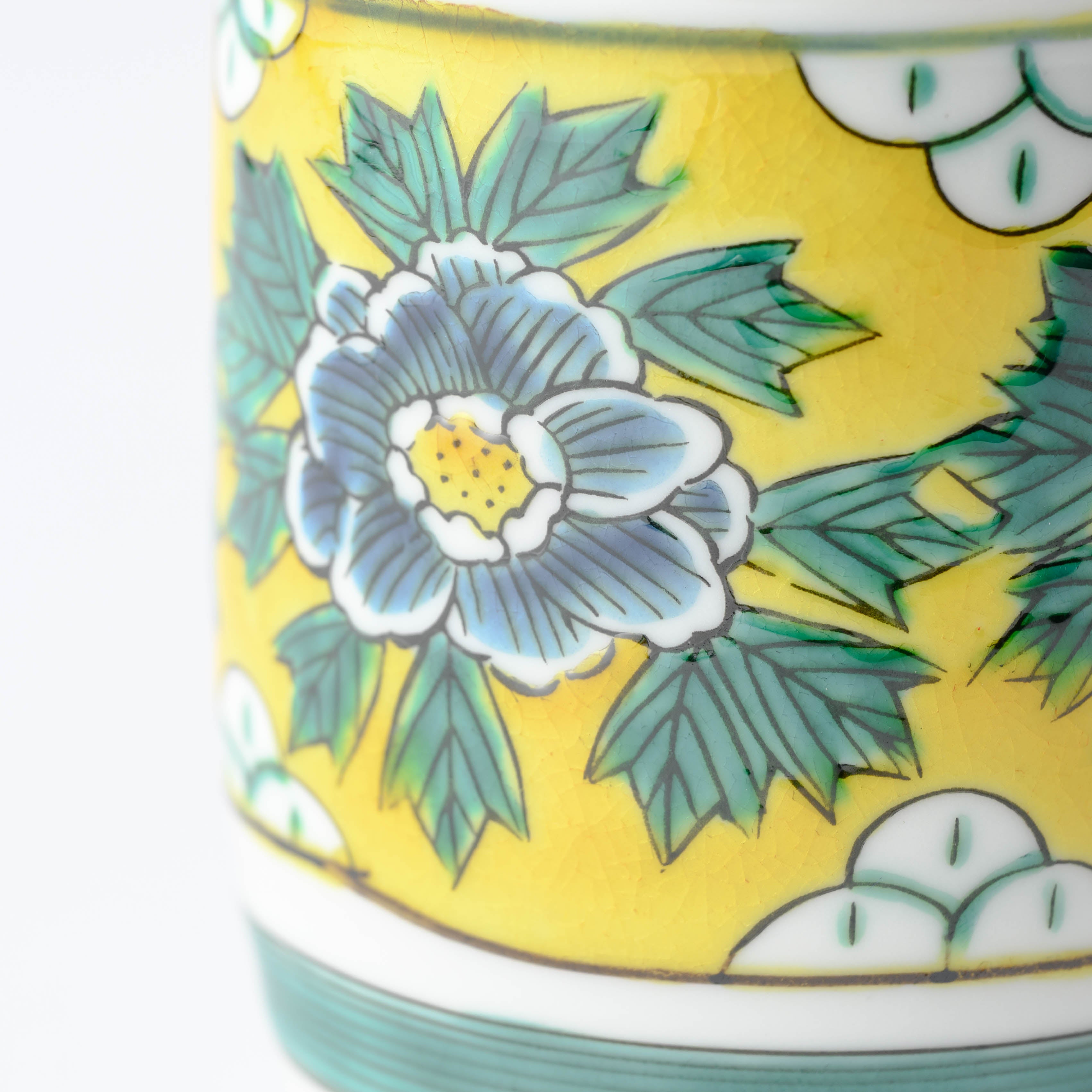 Yoshidaya Peony Yunomi Japanese Teacup Pair - JAPAN KUTANI SHOP