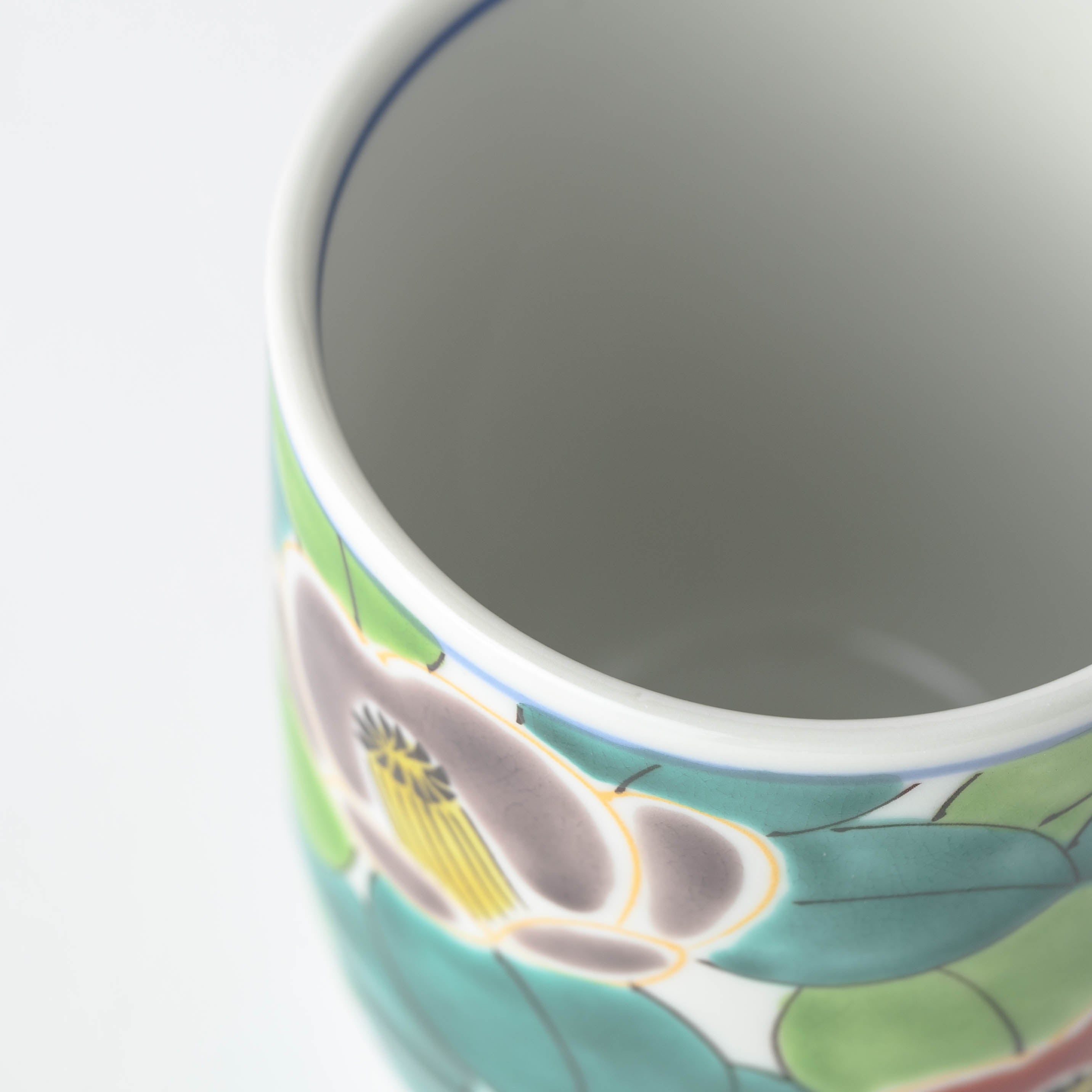 Colorful Sasanqua Yunomi Japanese Teacup Pair
