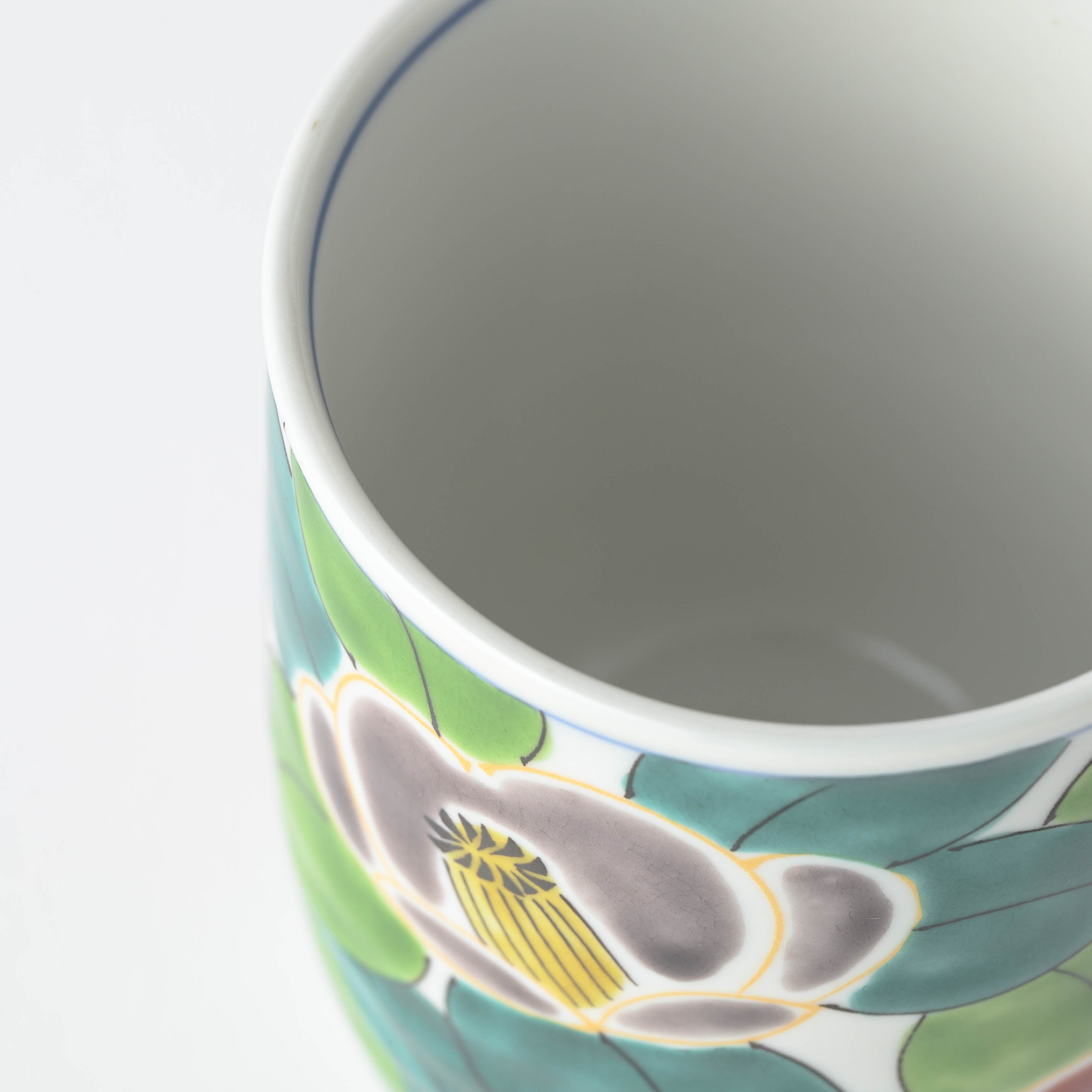 Colorful Sasanqua Yunomi Japanese Teacup Pair