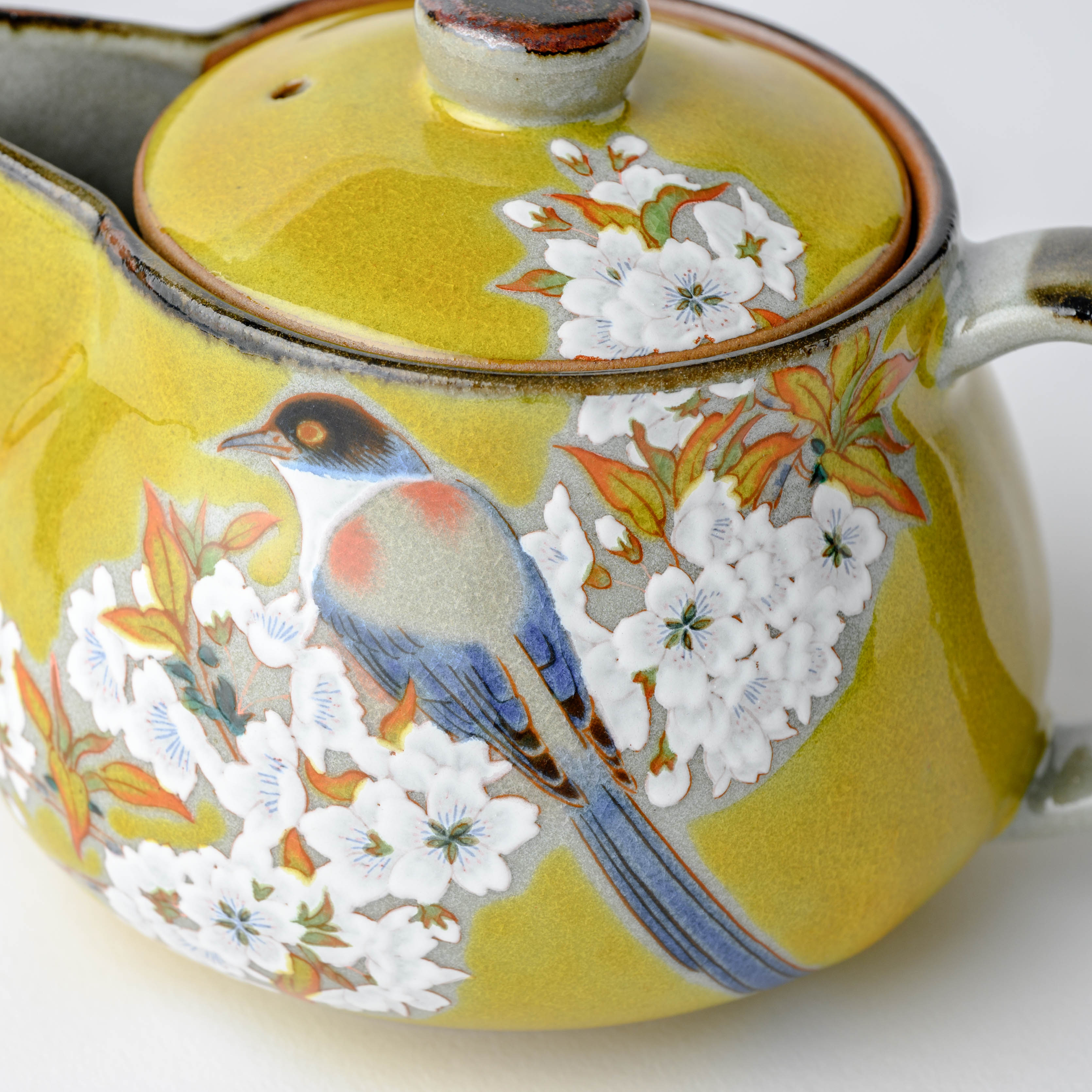 Yoshidaya Sakura and Bird Japanese Teapot